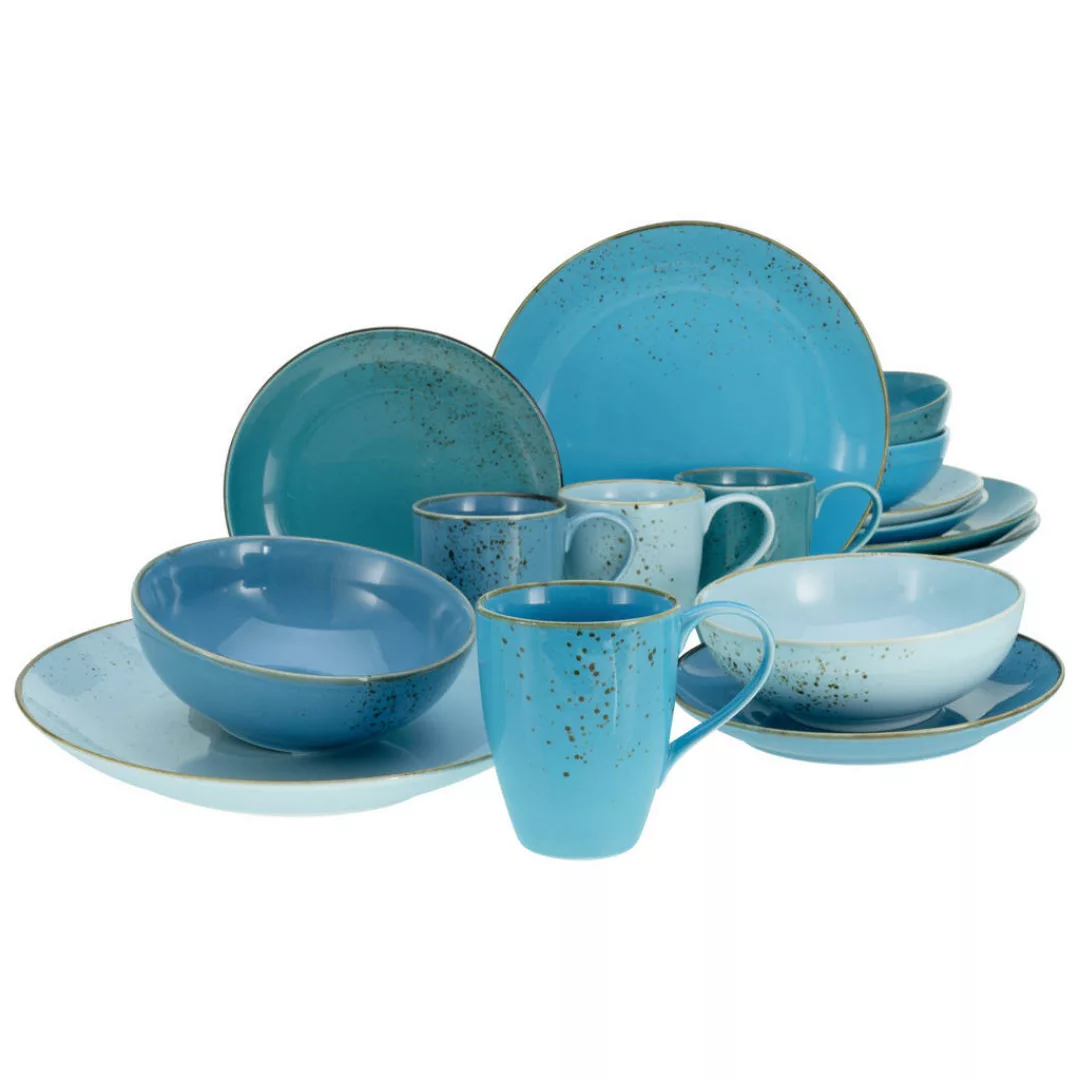 CreaTable Kombiservice »Geschirr-Set NATURE COLLECTION Aqua«, (Set, 16 tlg. günstig online kaufen