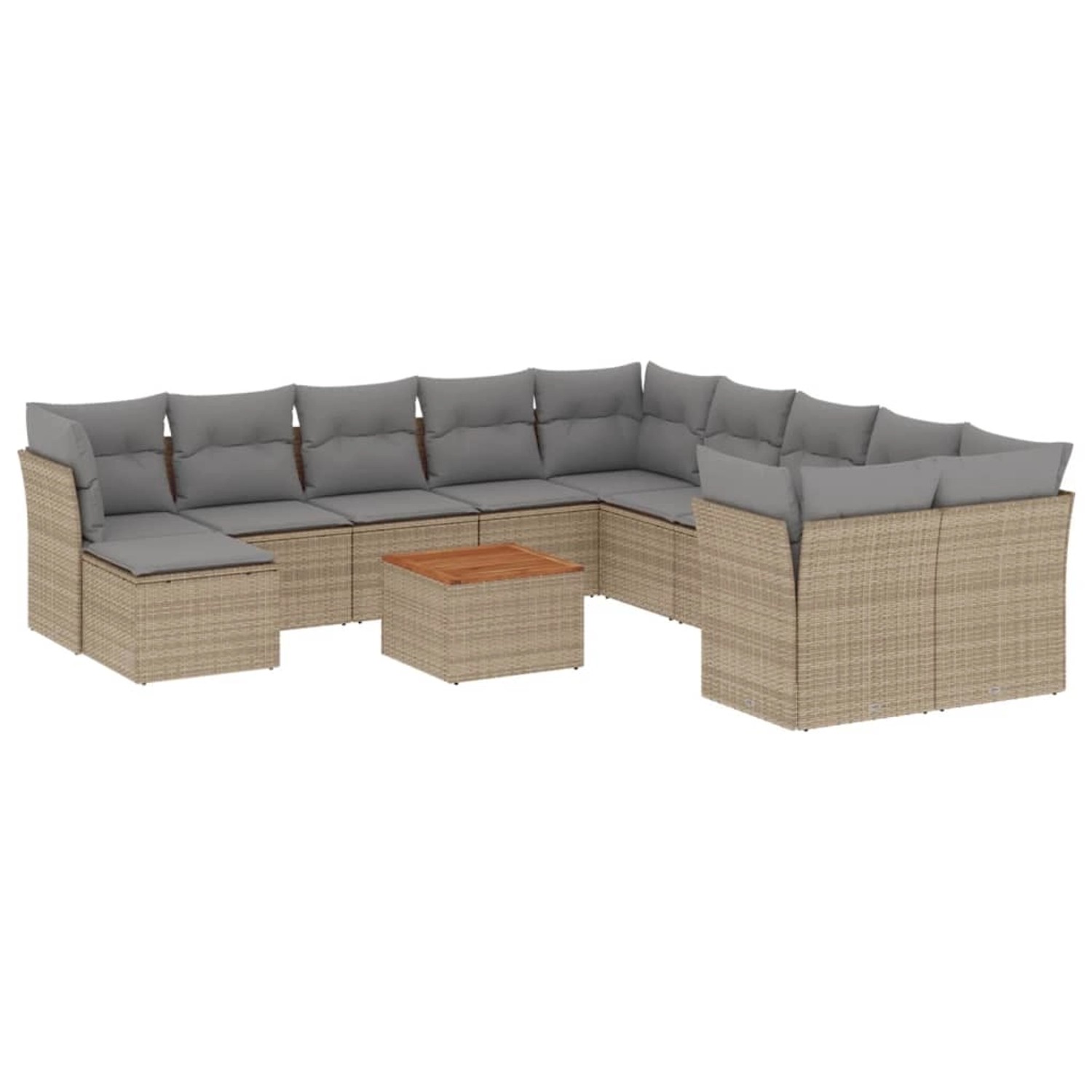 vidaXL 12-Tlg Garten-Sofagarnitur mit Kissen Beige Poly Rattan 3256311 günstig online kaufen