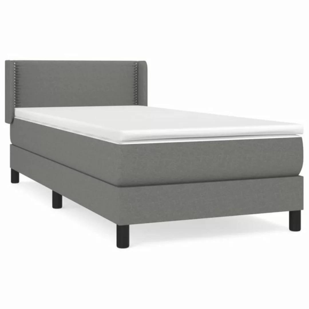 vidaXL Bettgestell Boxspringbett mit Matratze Dunkelgrau 100x200 cm Stoff B günstig online kaufen