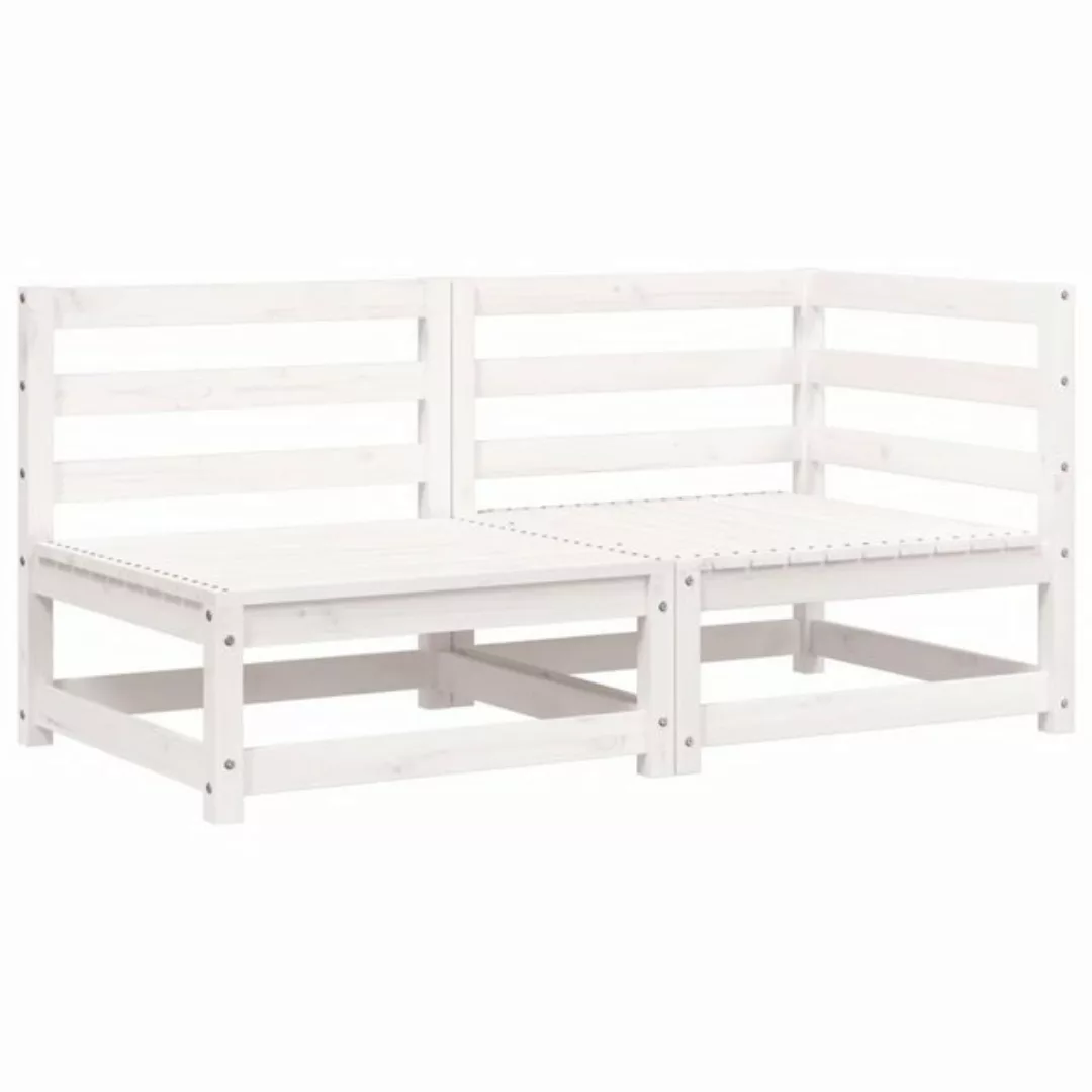 vidaXL Sofaelement Gartensofa 2-Sitzer Weiß Massivholz Kiefer (1 St) günstig online kaufen