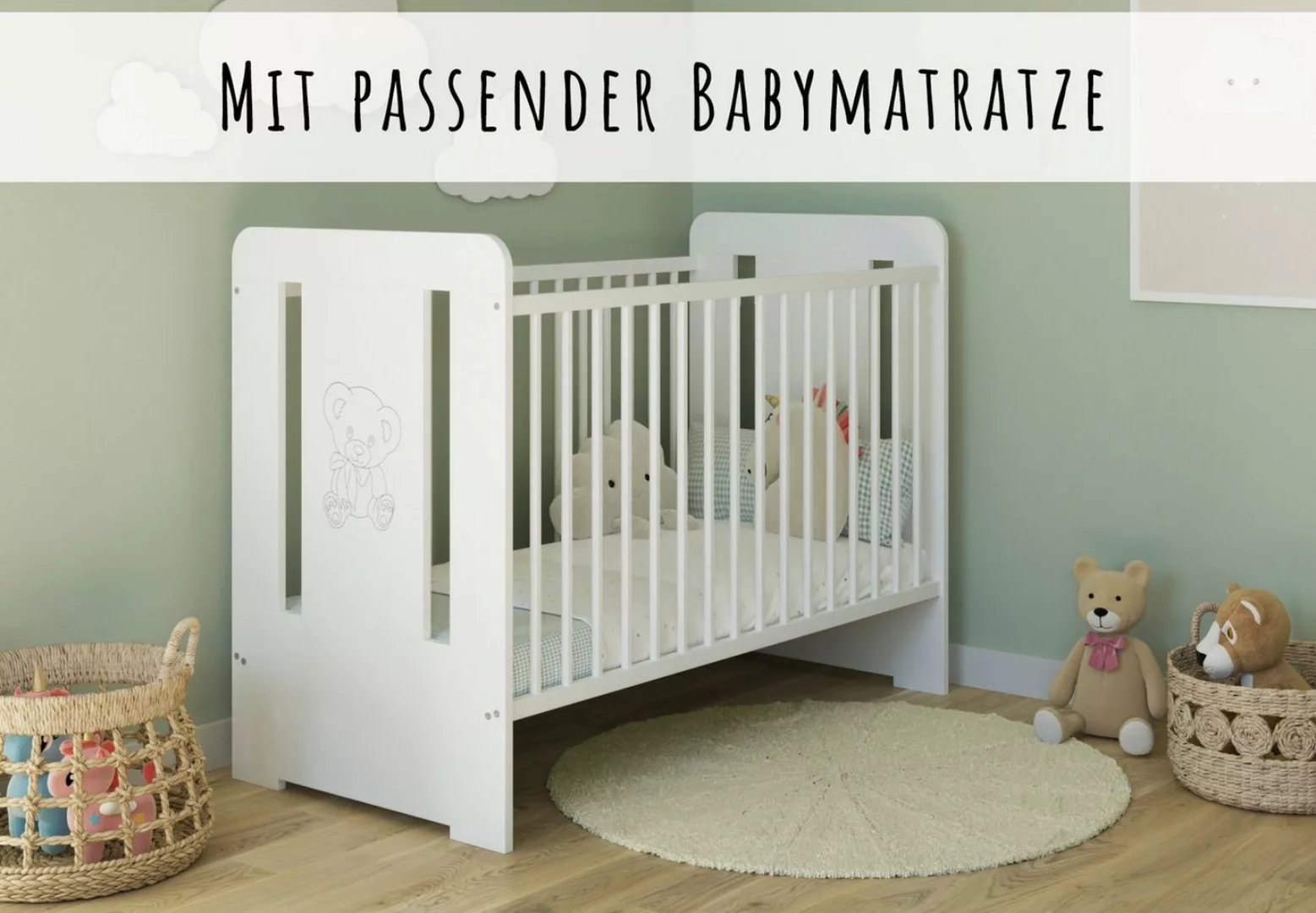 Kids Collective Babybett Gitterbett höhenverstellbar, herausnehmbare Spross günstig online kaufen