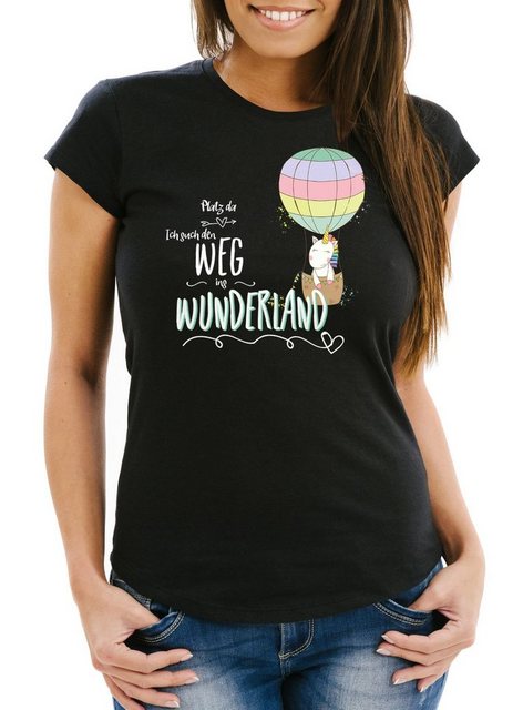 MoonWorks Print-Shirt Damen Einhorn T-Shirt Unicorn Platz da ich such den W günstig online kaufen