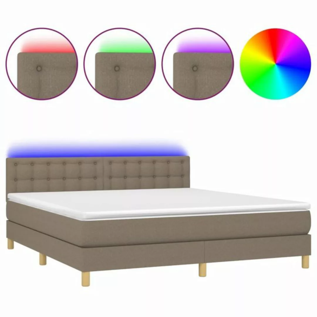 vidaXL Boxspringbett Boxspringbett mit Matratze LED Taupe 160x200 cm Stoff günstig online kaufen