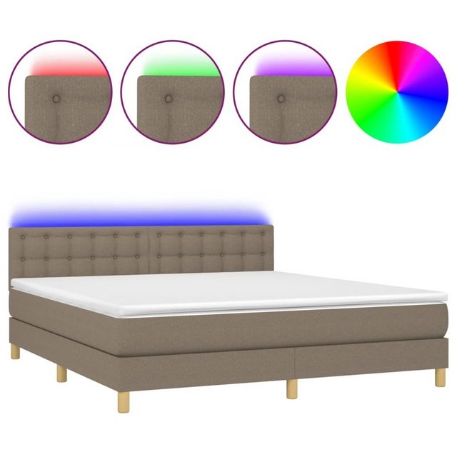 vidaXL Boxspringbett Boxspringbett mit Matratze LED Taupe 160x200 cm Stoff günstig online kaufen