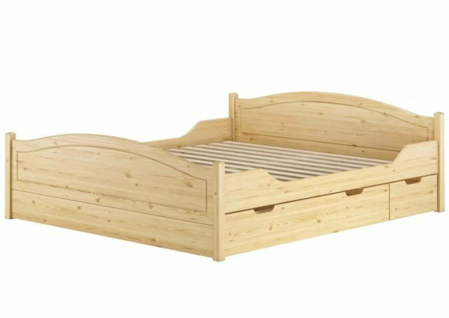 ERST-HOLZ Bett Kieferholzbett Doppelbett massiv natur Zubehör wählbar, Kief günstig online kaufen