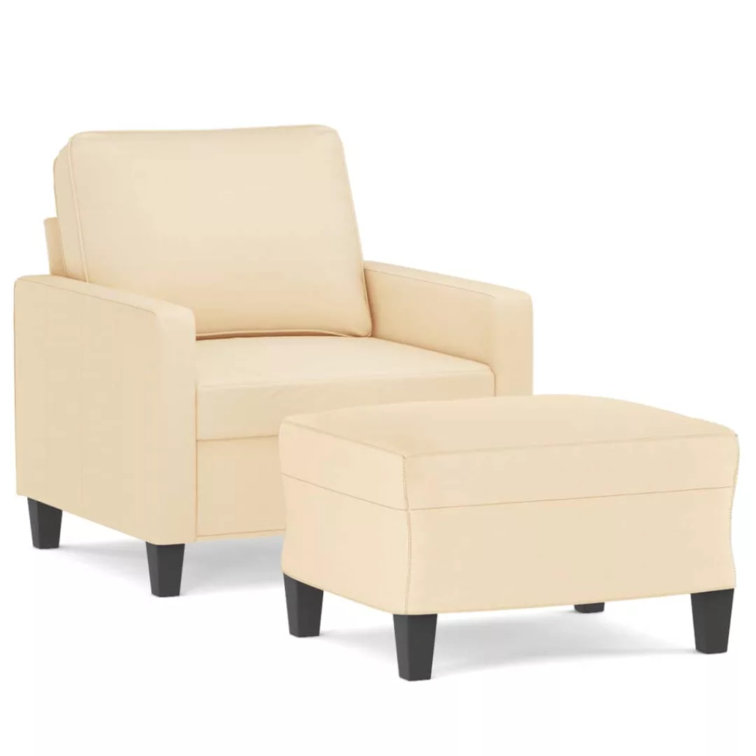 Vidaxl Sessel Mit Hocker Creme 60 Cm Stoff günstig online kaufen