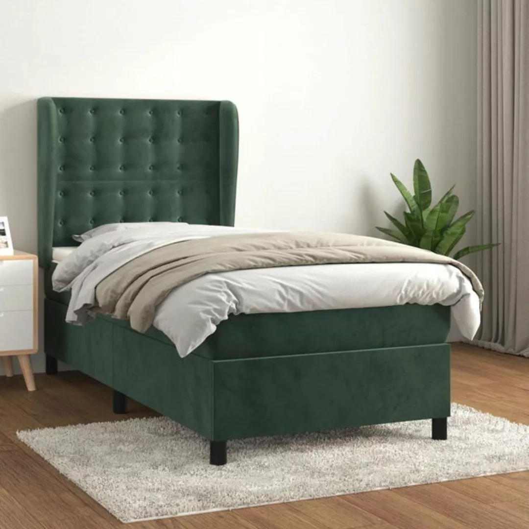 vidaXL Bett Boxspringbett mit Matratze Dunkelgrün 80x200 cm Samt günstig online kaufen