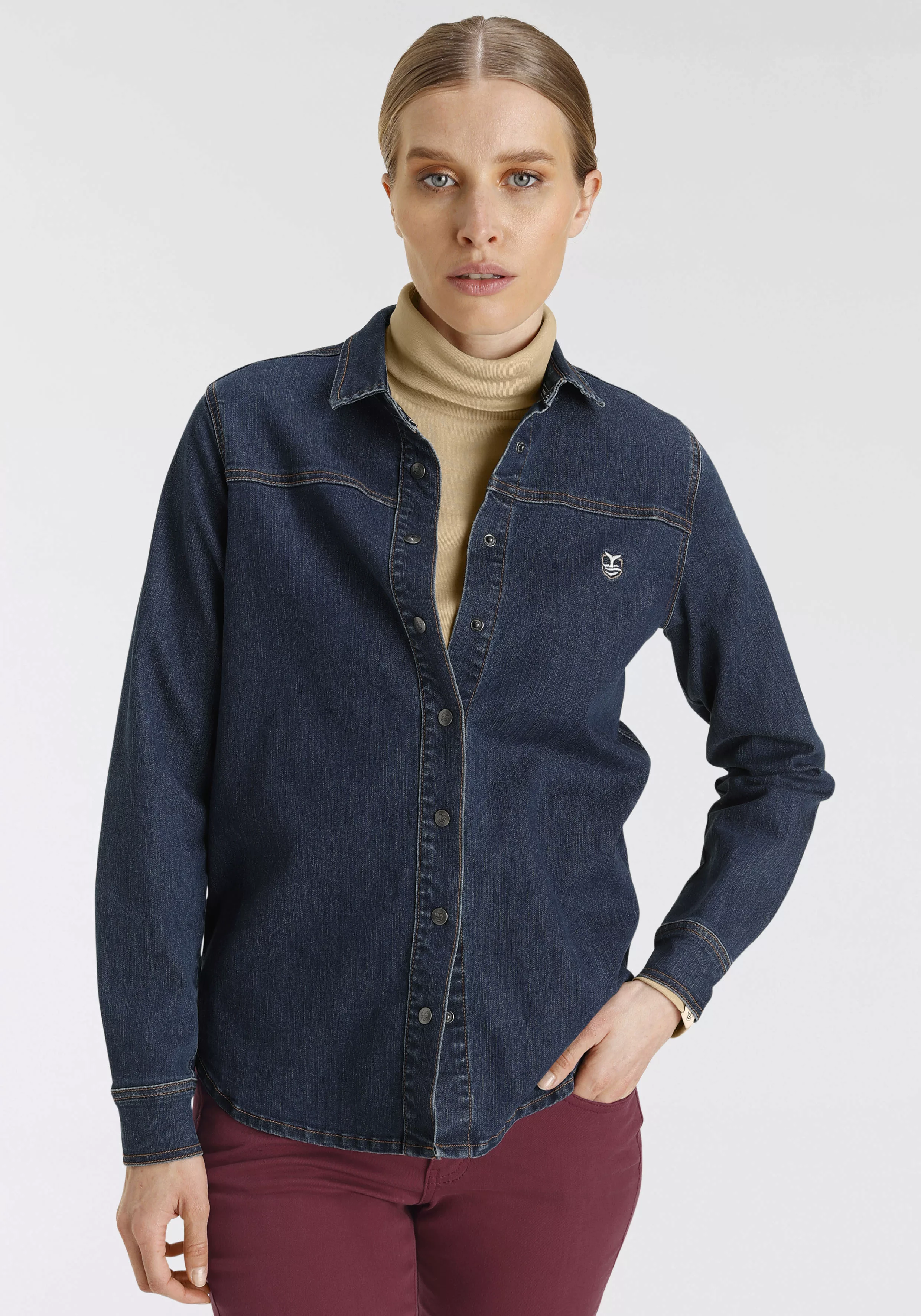 DELMAO Jeansbluse, mit kleinem Logo-Print auf der Brust - NEUE MARKE günstig online kaufen