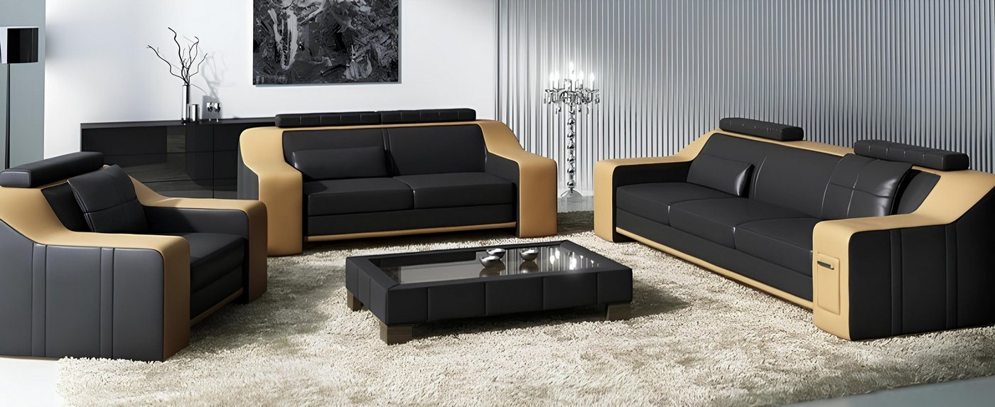 Xlmoebel Sofa Ledersofa Set mit Sofa, Couch, Sitzpolster und Garnitur - Sof günstig online kaufen