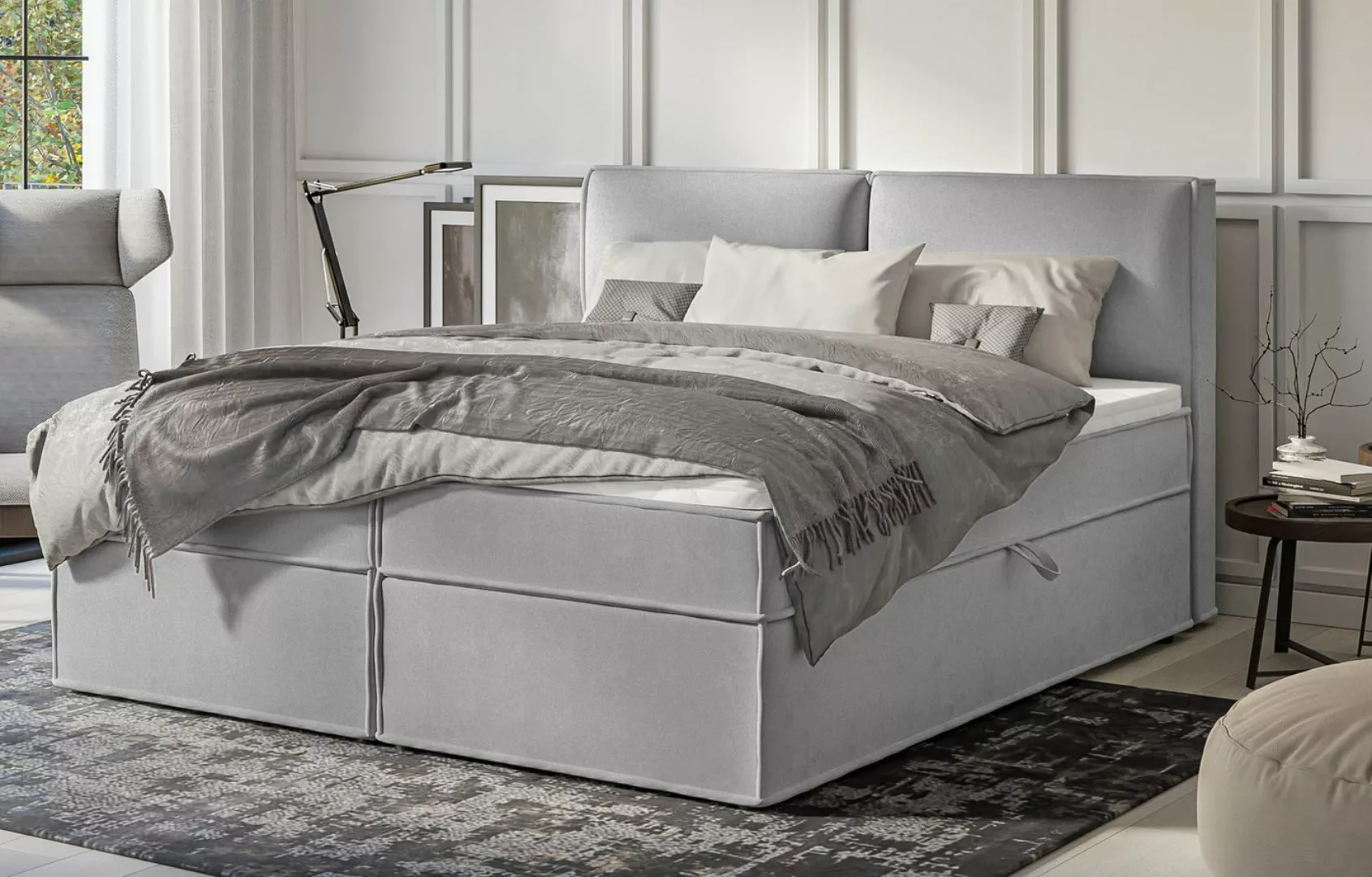 S-Style Möbel Boxspringbett Plaza mit Topper und Bettkästen aus Luxusmicrof günstig online kaufen