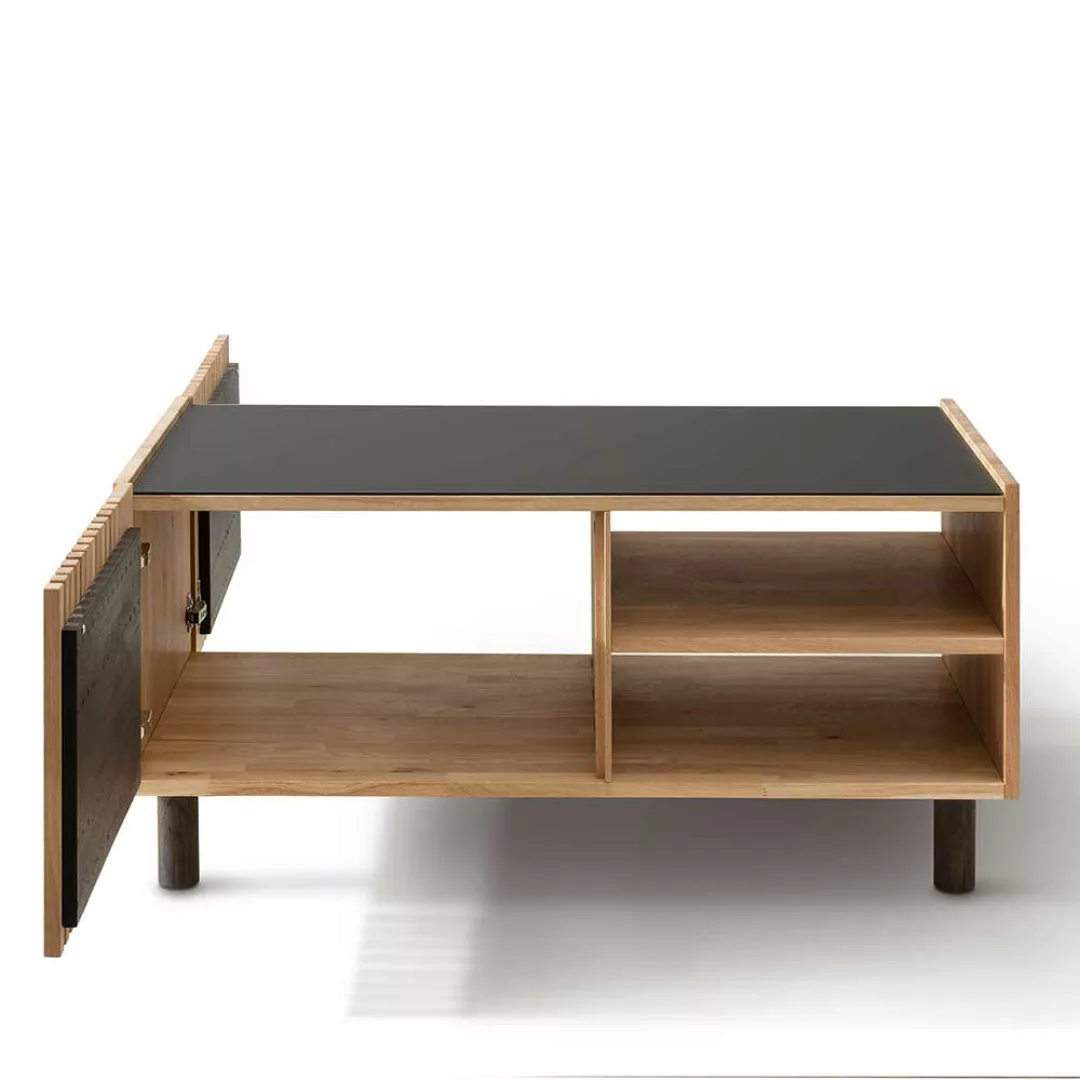 Sofa Tisch Wildeiche modern 110 cm breit Glasplatte günstig online kaufen