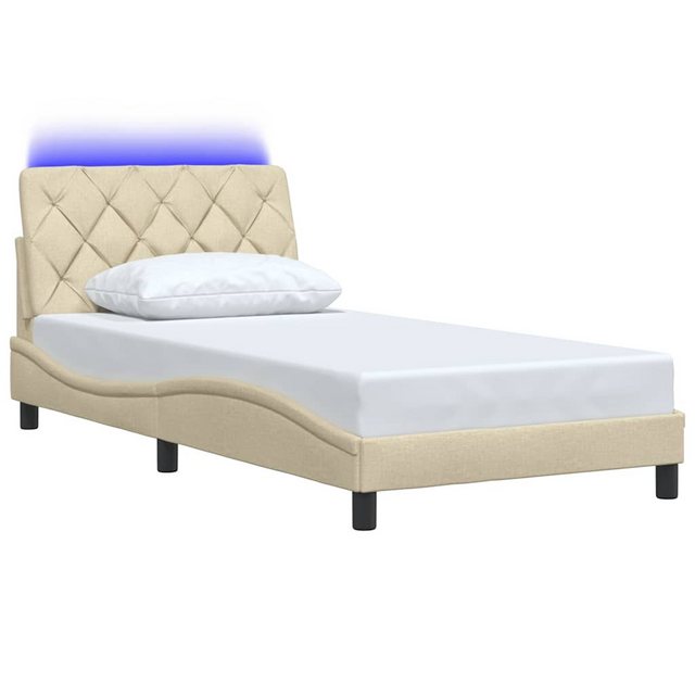 vidaXL Bett Bettgestell mit LED ohne Matratze Creme 100x200 cm Stoff günstig online kaufen