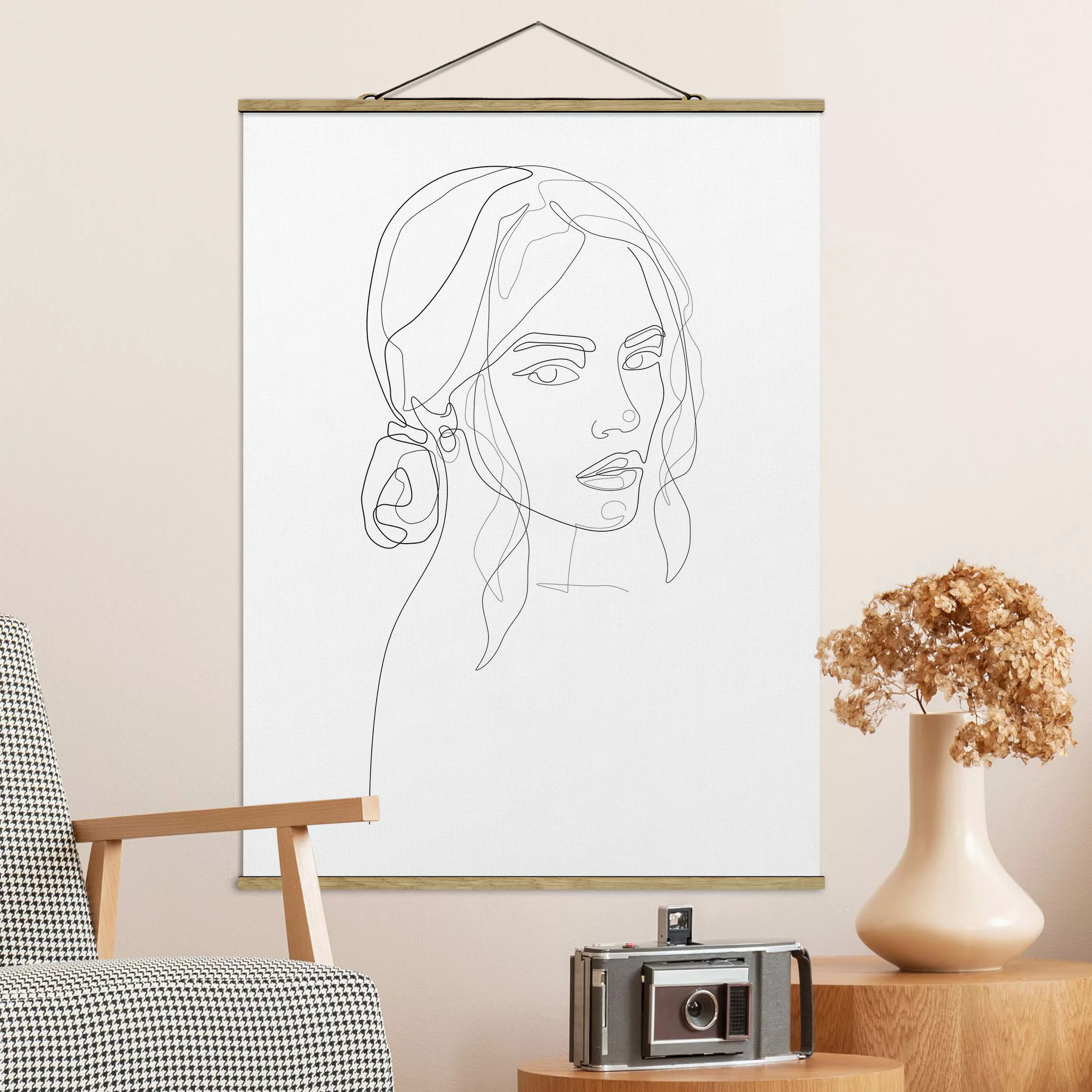 Stoffbild mit Posterleisten Line Art Portraits - Ihr Blick günstig online kaufen