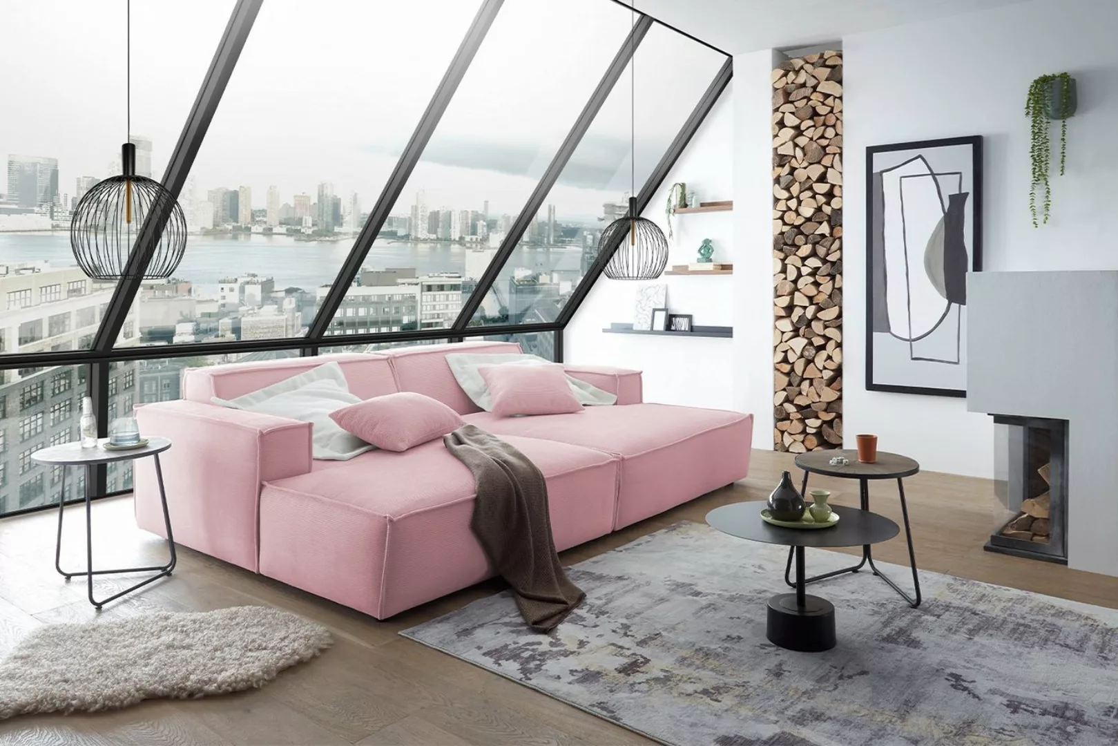 KAWOLA Big-Sofa SAMU, Sofa Feincord verschiedene Farben günstig online kaufen