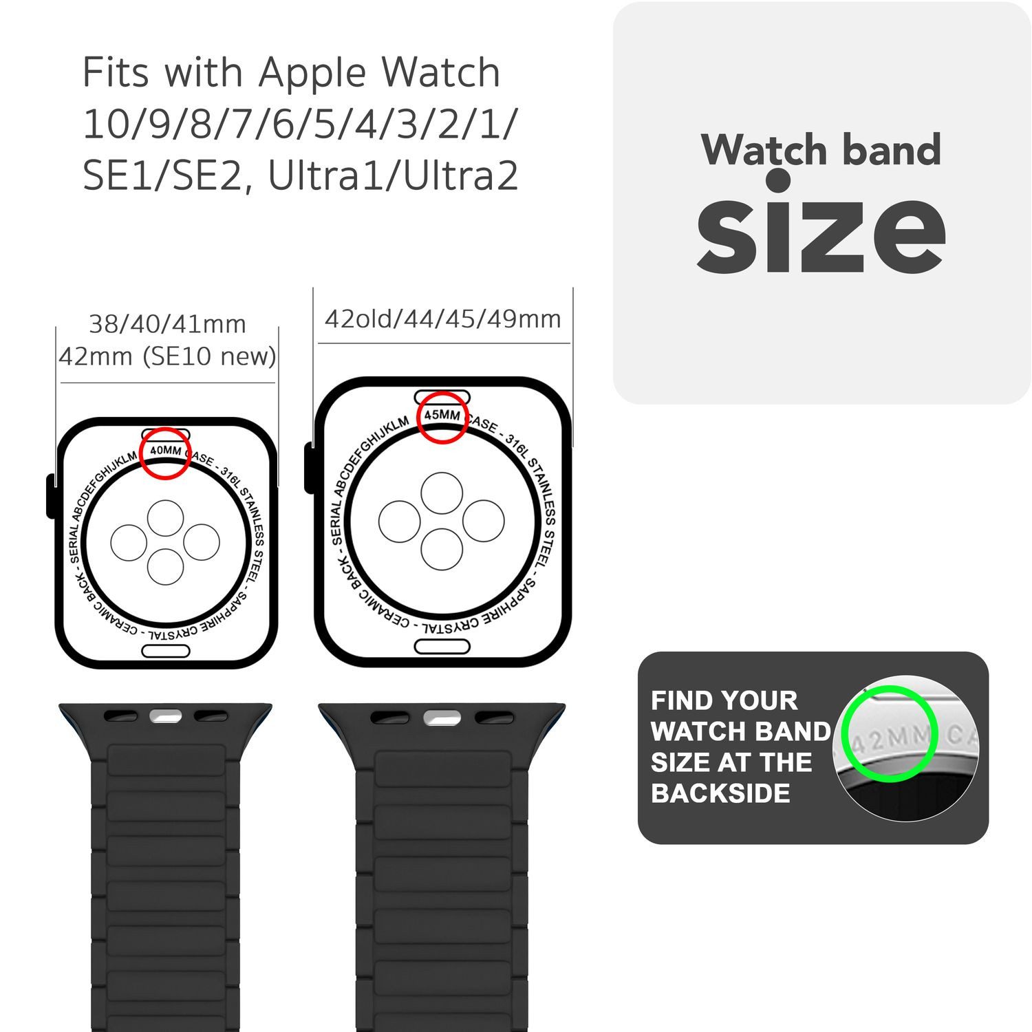 Nalia Smartwatch-Armband Apple Watch 49mm/46/45/44/42(Serie 1-3), günstig online kaufen