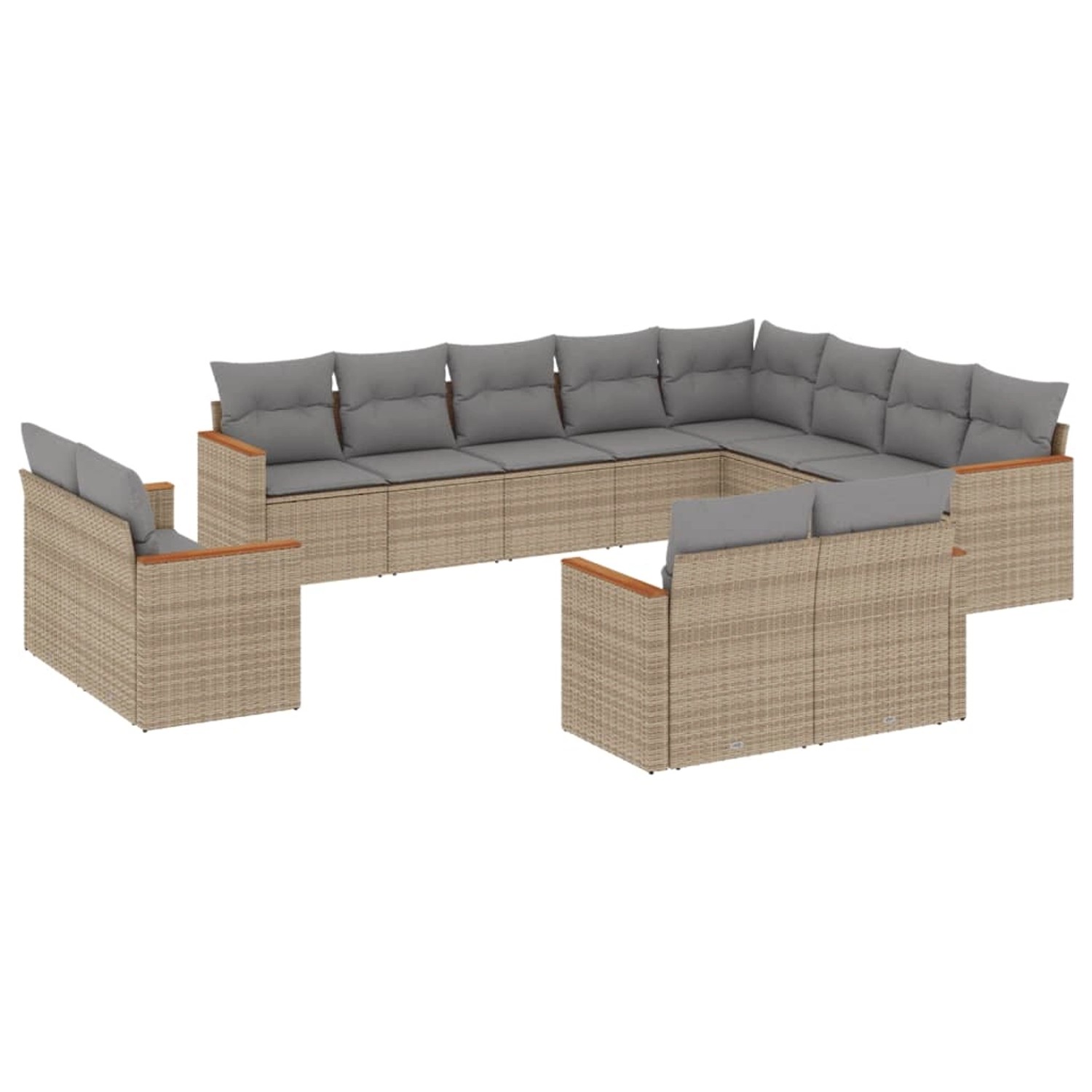 vidaXL 12-Tlg Garten-Sofagarnitur mit Kissen Beige Poly Rattan 3258916 günstig online kaufen