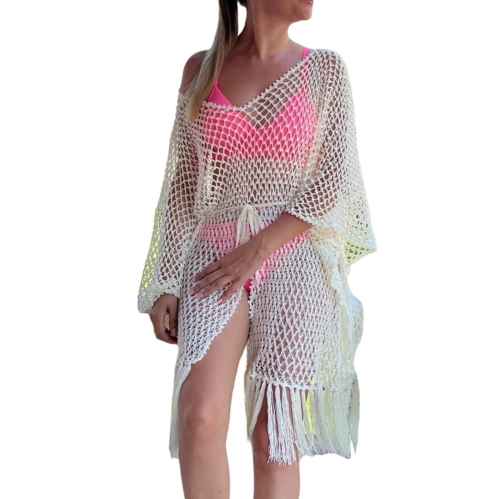 RWEUOQ Strandkleid Böhmische Damen Bikini-Überzug,gehäkelt Bademode günstig online kaufen