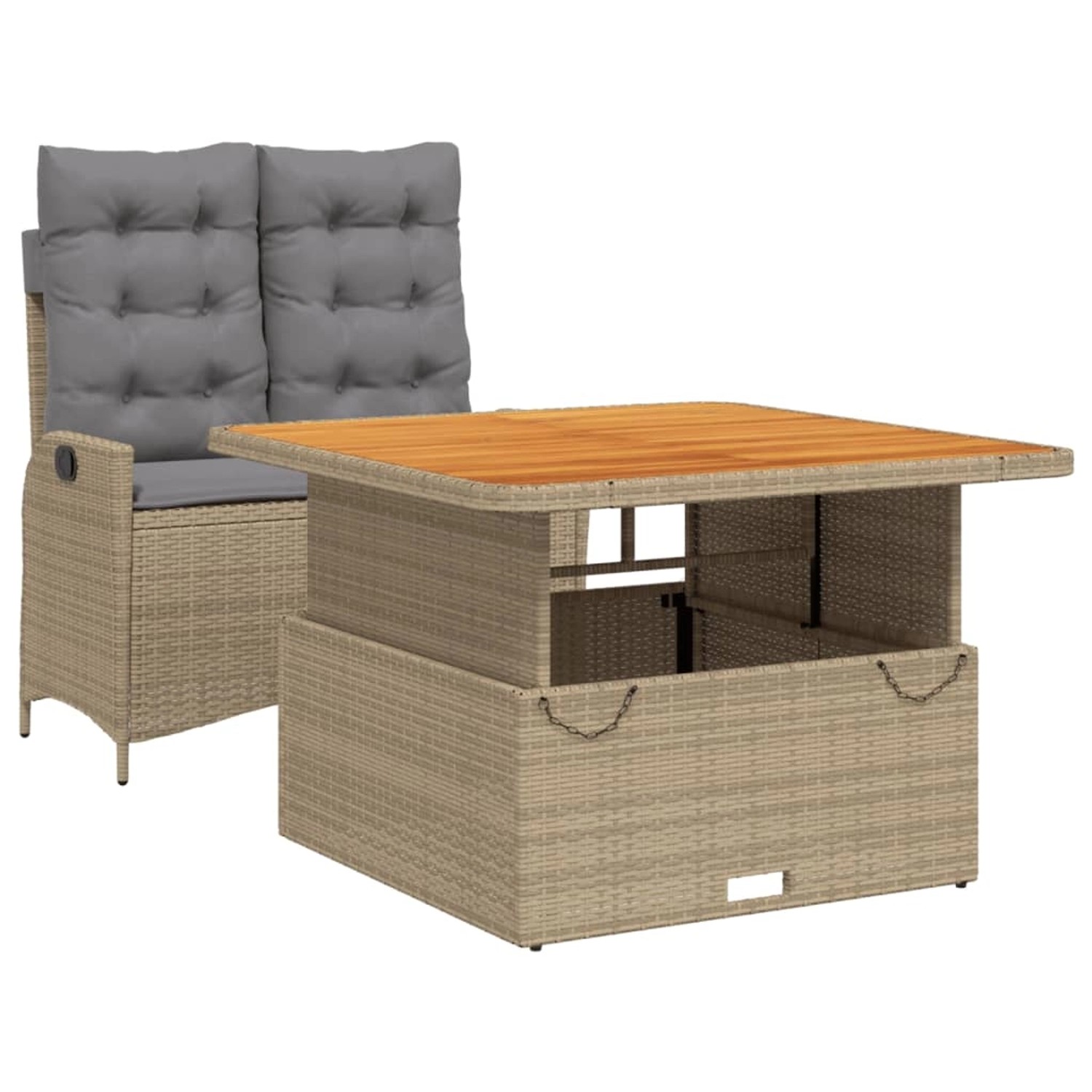 vidaXL 2-Tlg Garten-Essgruppe mit Kissen Beige Poly Rattan 3277487 günstig online kaufen