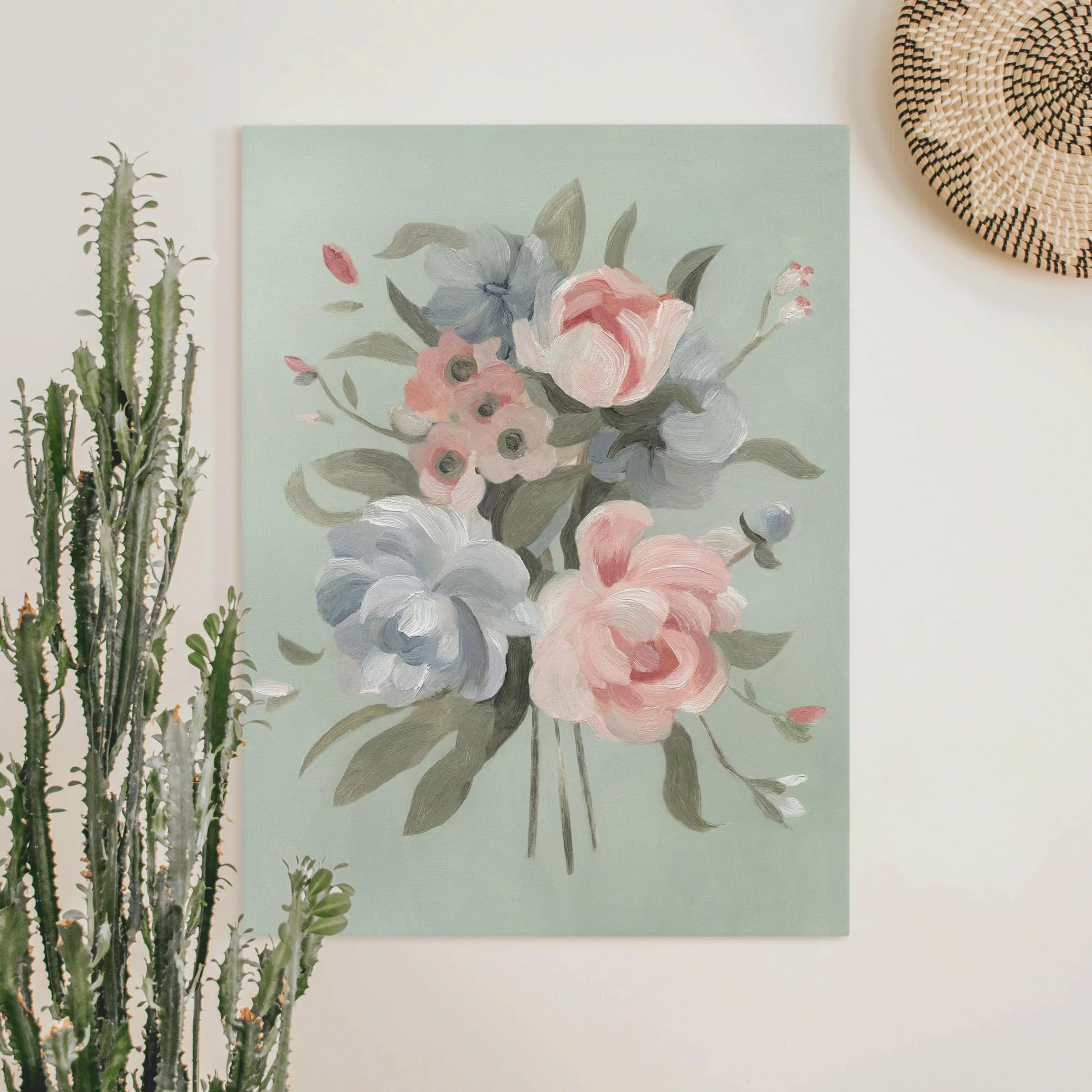 Leinwandbild Blumen - Hochformat Bouquet in Pastell II günstig online kaufen