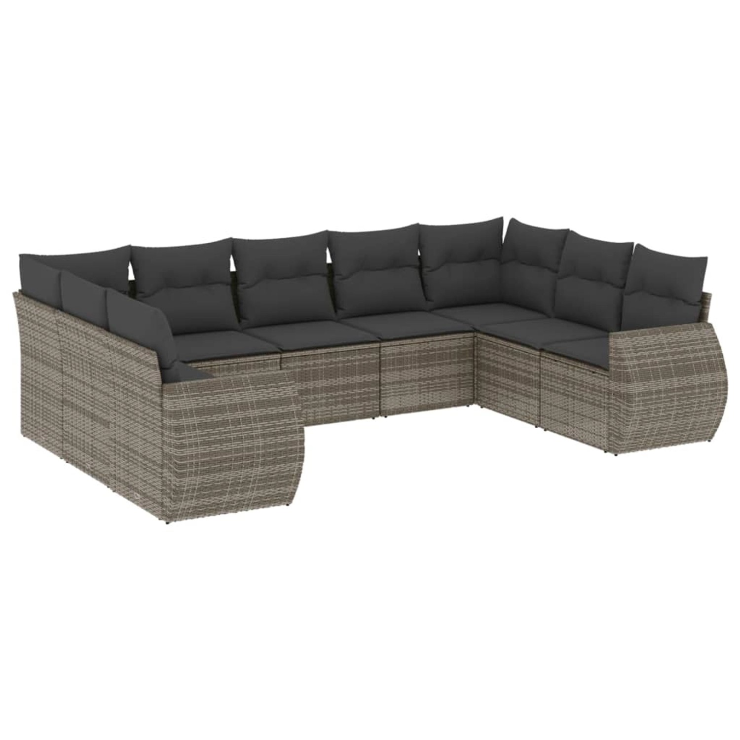 vidaXL 9-Tlg Garten-Sofagarnitur mit Kissen Grau Poly Rattan 3254137 günstig online kaufen