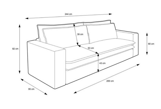 Design-Wohngalerie Sofa Couch Piagge 3 Sitzer inkl. Bettfunktion - Cordstof günstig online kaufen