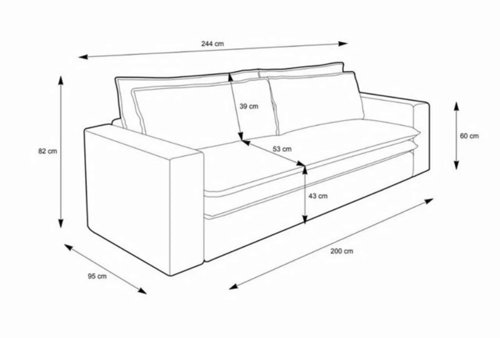 Design-Wohngalerie Sofa Couch Piagge 3 Sitzer inkl. Bettfunktion - Cordstof günstig online kaufen