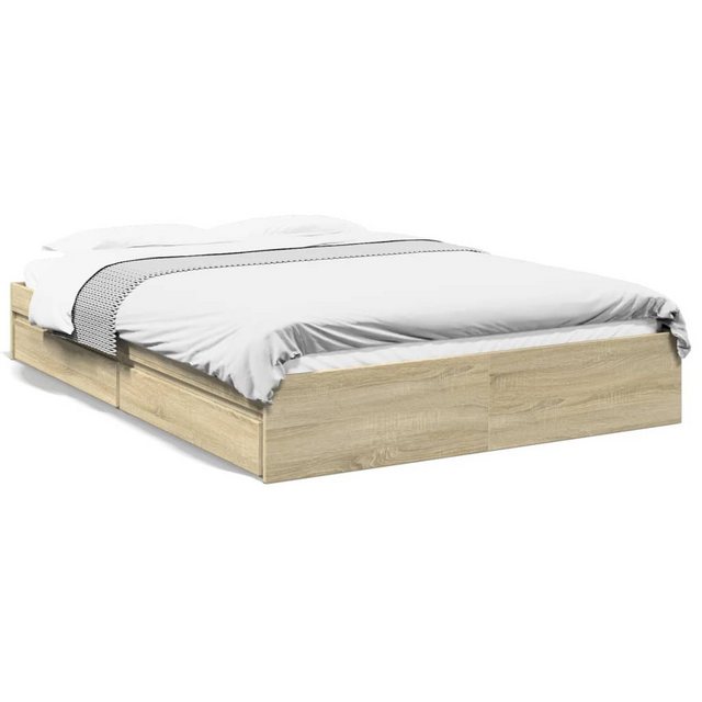 vidaXL Bett, Bettgestell mit Schubladen Sonoma-Eiche 160x200cm Holzwerkstof günstig online kaufen