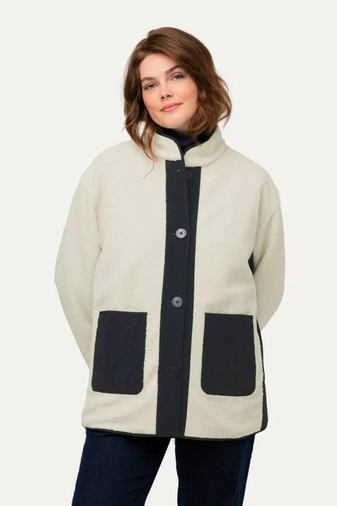 Ulla Popken Steppjacke Wendejacke Stepp/Teddyfleece Stekragen recycelt günstig online kaufen