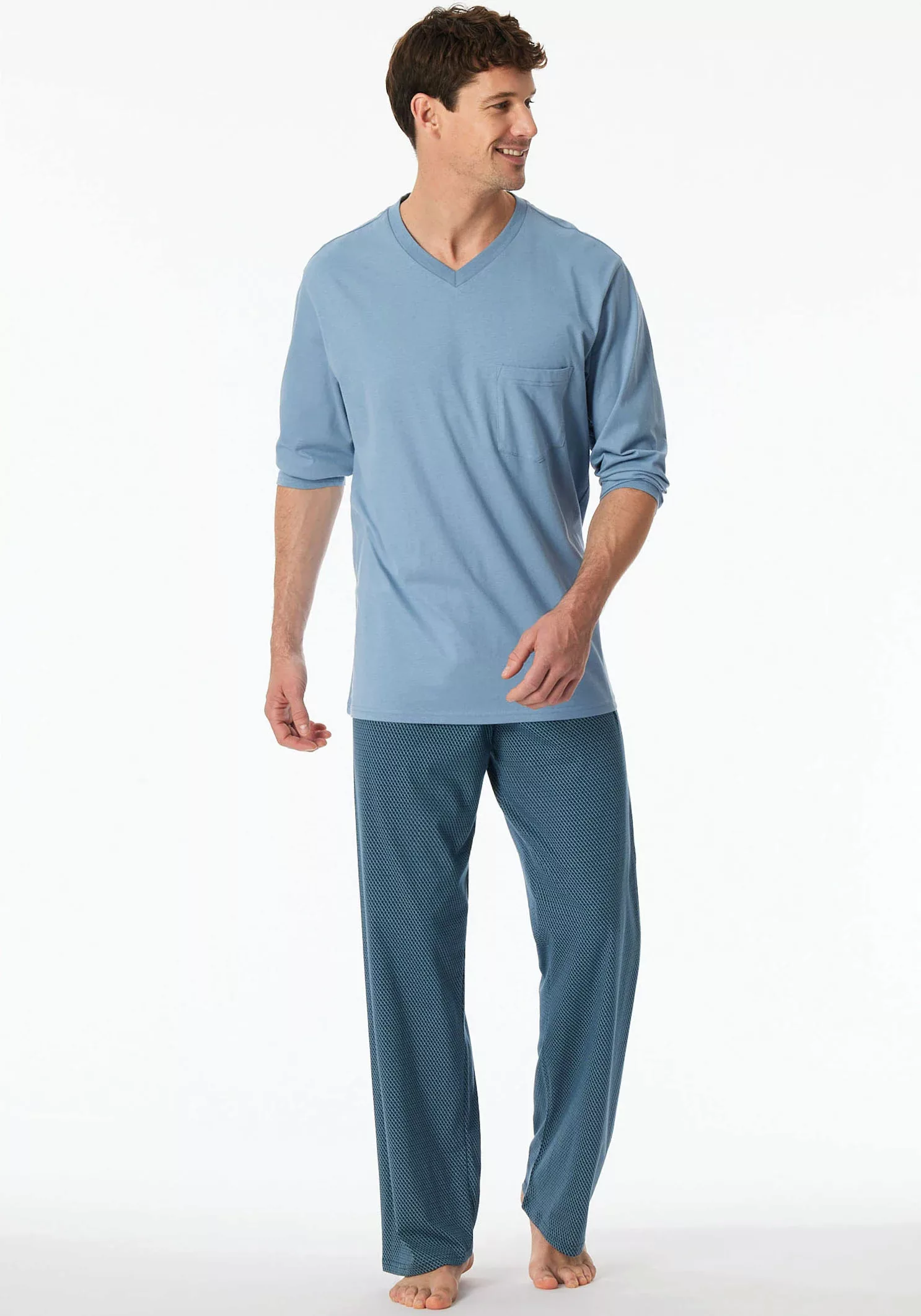 Schiesser Pyjama ""Comfort Essentials"", (2 tlg.), mit V-Ausschnitt und auf günstig online kaufen