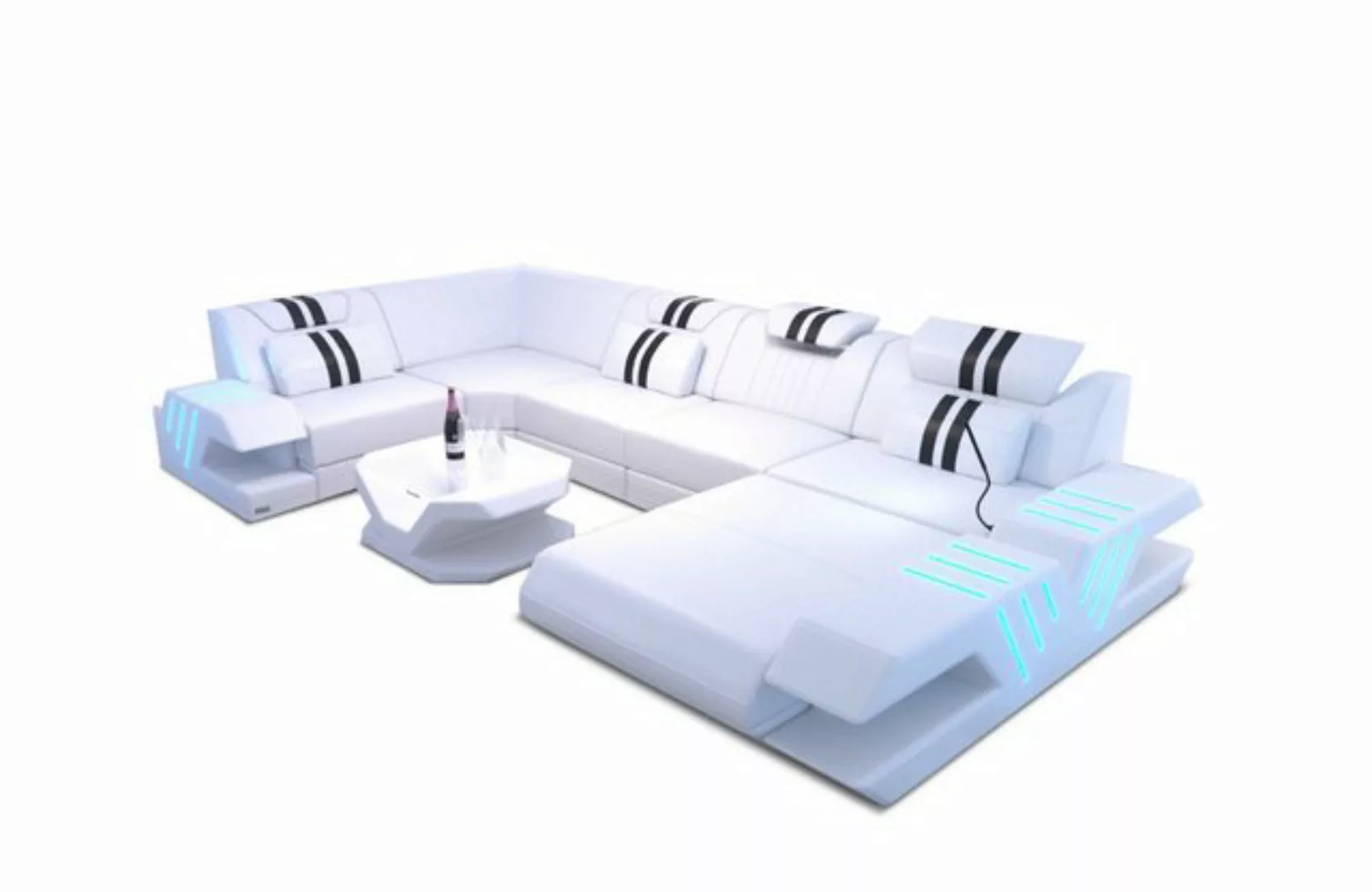 Sofa Dreams Wohnlandschaft Ledercouch Sofa Leder Venedig U Form Ledersofa, günstig online kaufen