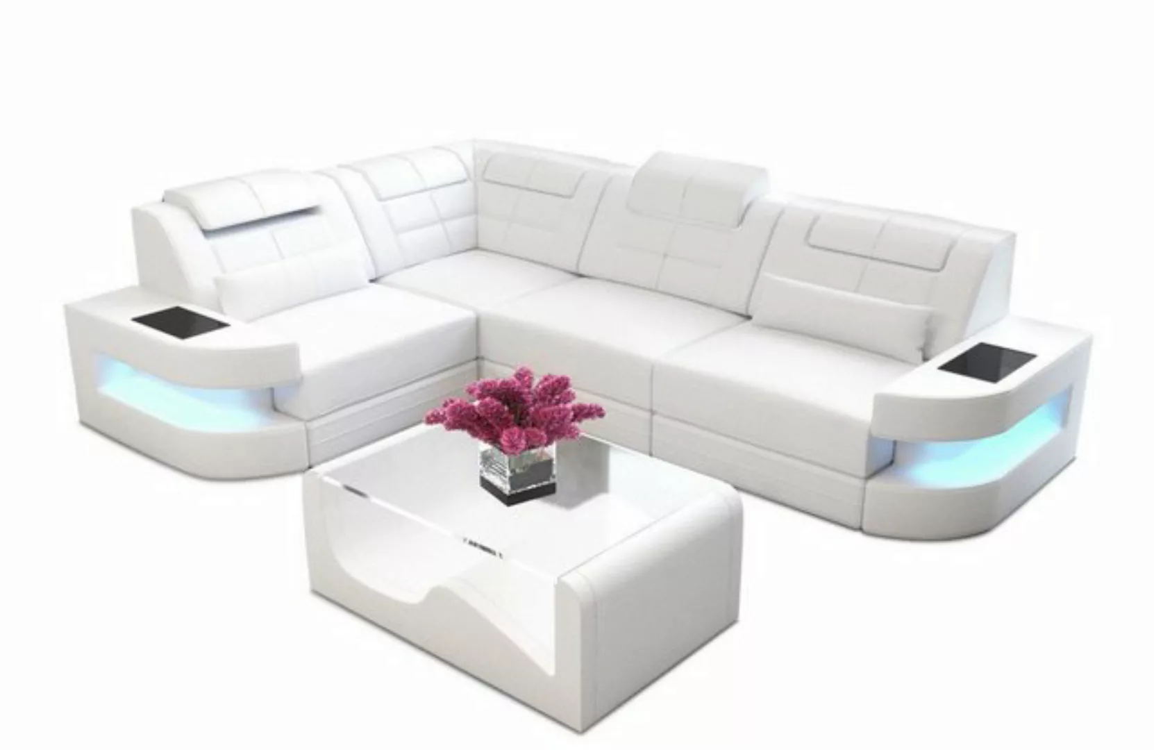 Sofa Dreams Ecksofa Ledersofa Como L Form Mini, Designersofa, Sofa mit Bele günstig online kaufen