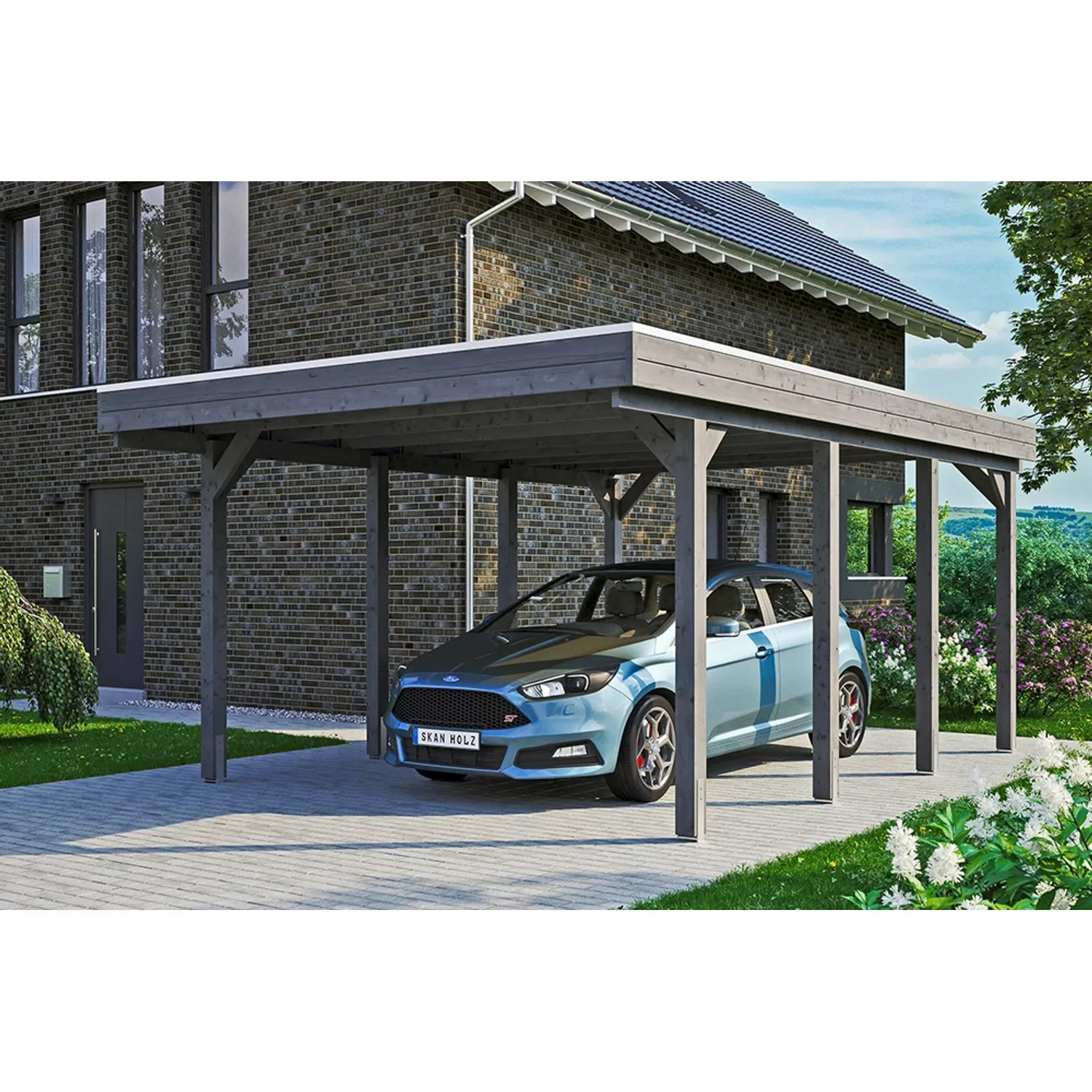 Carport Friesland Schiefergrau 397 x 555 cm mit EPDM-Dach günstig online kaufen