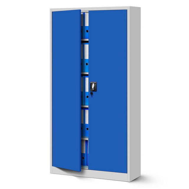 Jan Nowak Aktenschrank Aktenschrank Stahlschrank grau-blau 185x90x40 günstig online kaufen