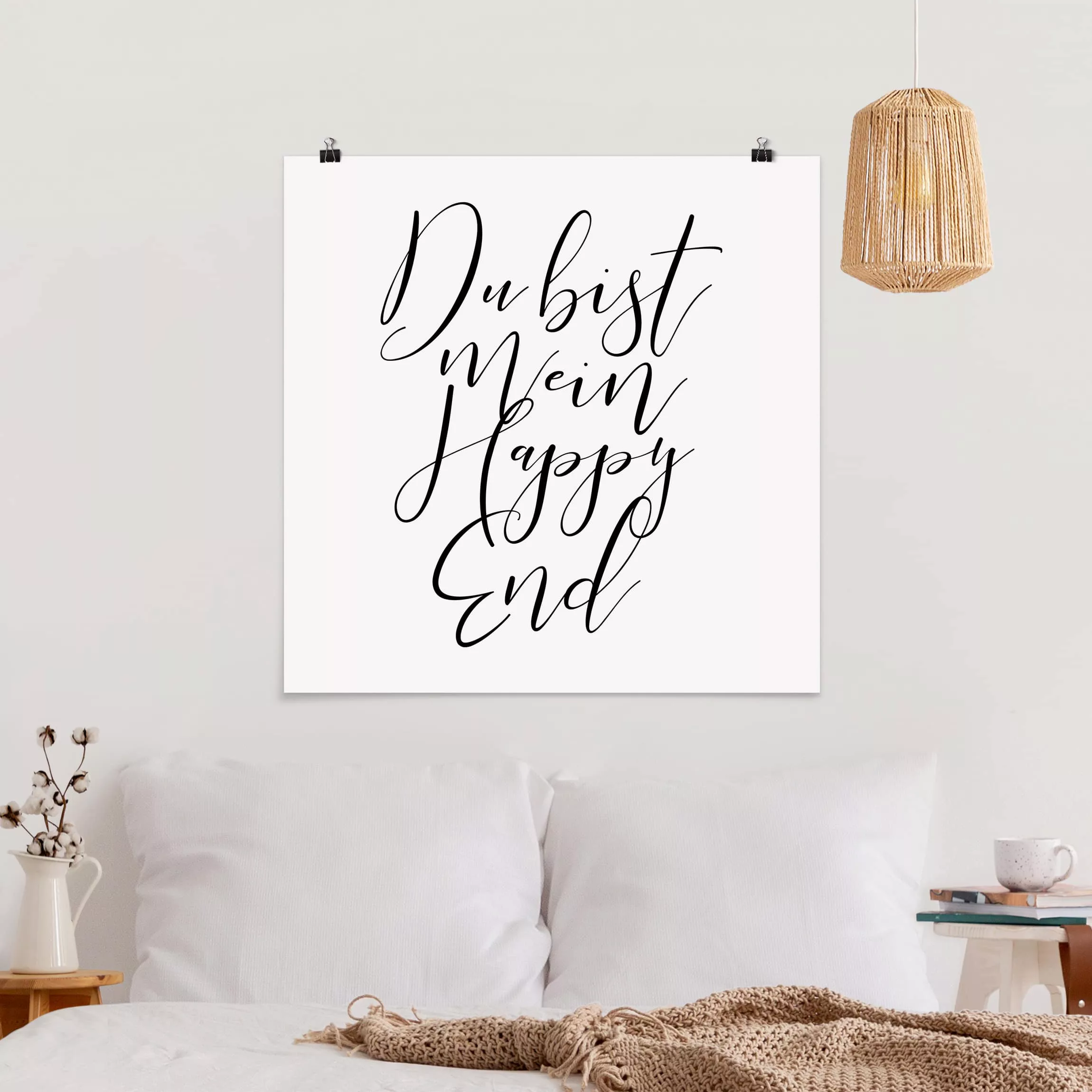 Poster Spruch - Quadrat Du bist mein Happy End günstig online kaufen