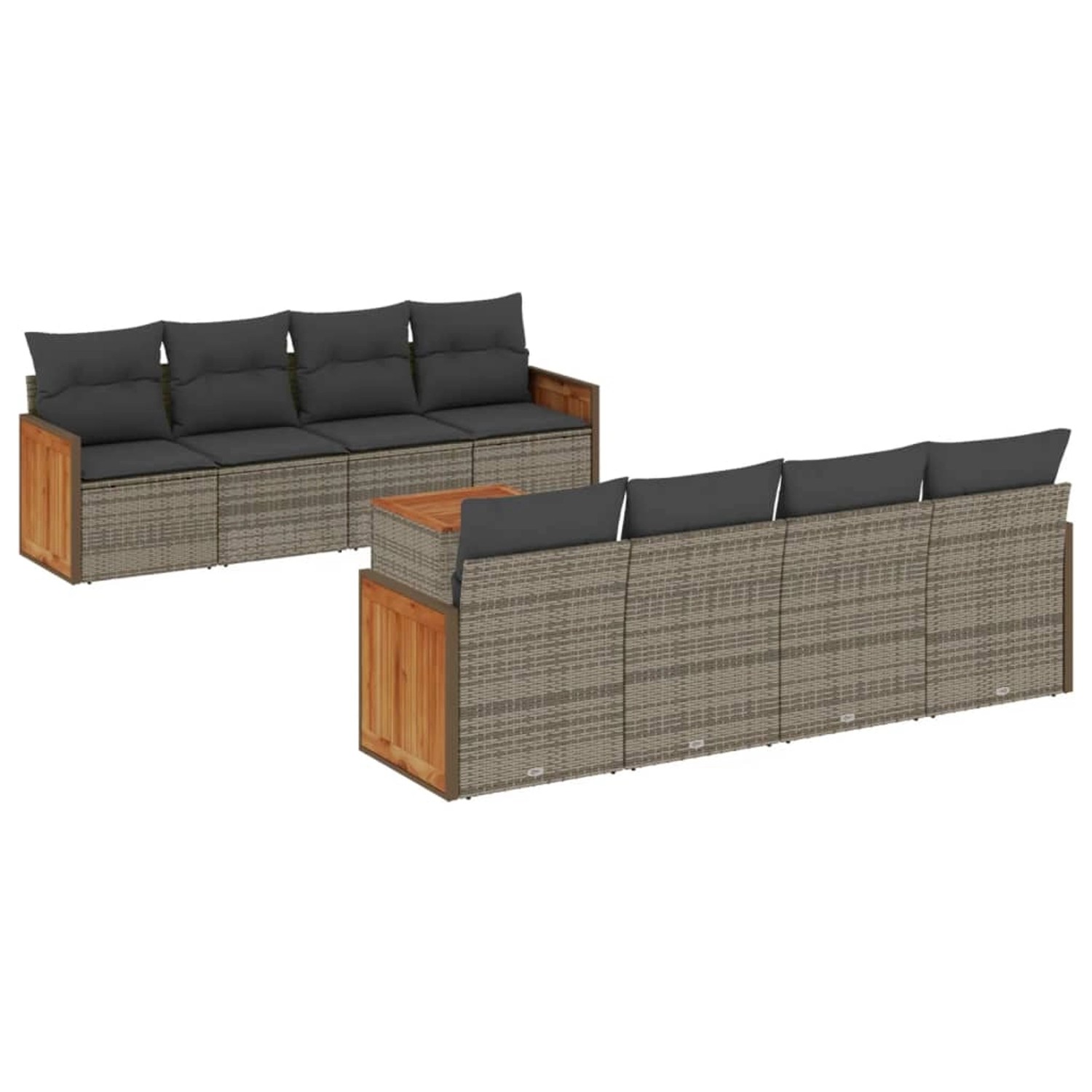vidaXL 9-Tlg Garten-Sofagarnitur mit Kissen Grau Poly Rattan 3227502 günstig online kaufen
