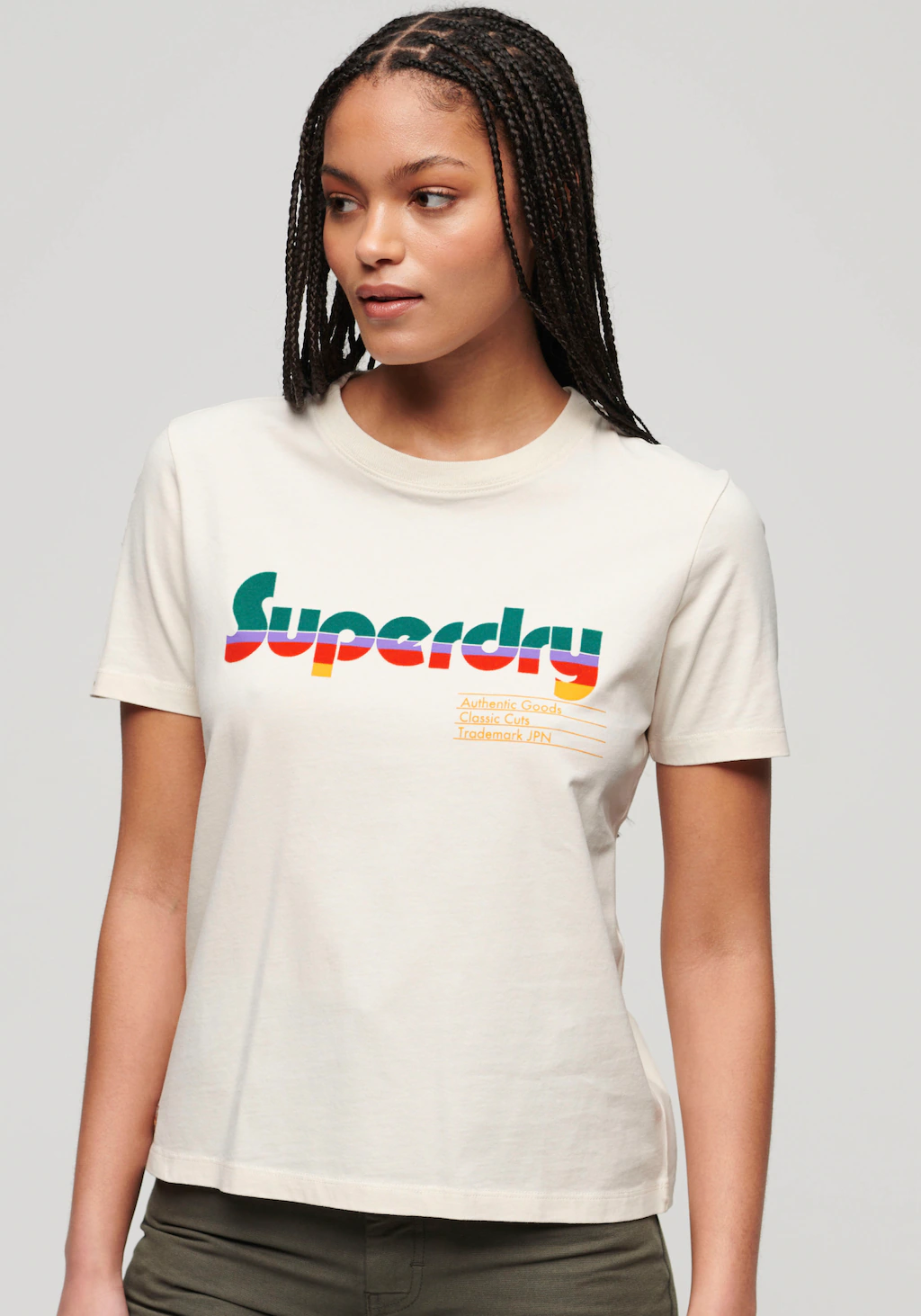 Superdry Print-Shirt "RETRO FLOCK RELAXED T SHIRT" günstig online kaufen