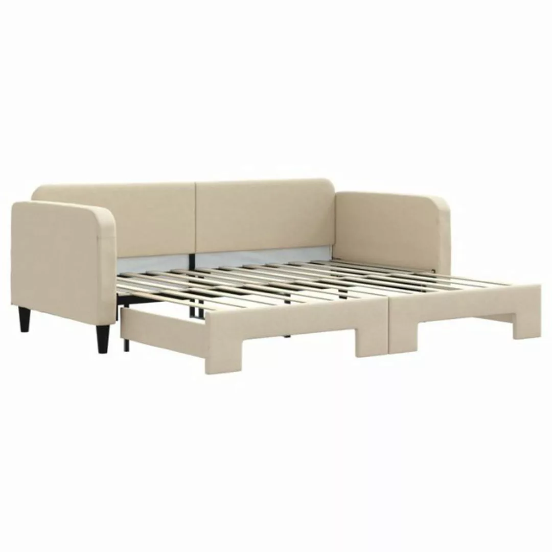 vidaXL Bett Tagesbett Ausziehbar Creme 90x200 cm Stoff günstig online kaufen