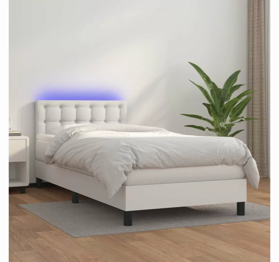 vidaXL Boxspringbett Bett Boxspringbett mit Matratze & LED Kunstleder (90 x günstig online kaufen