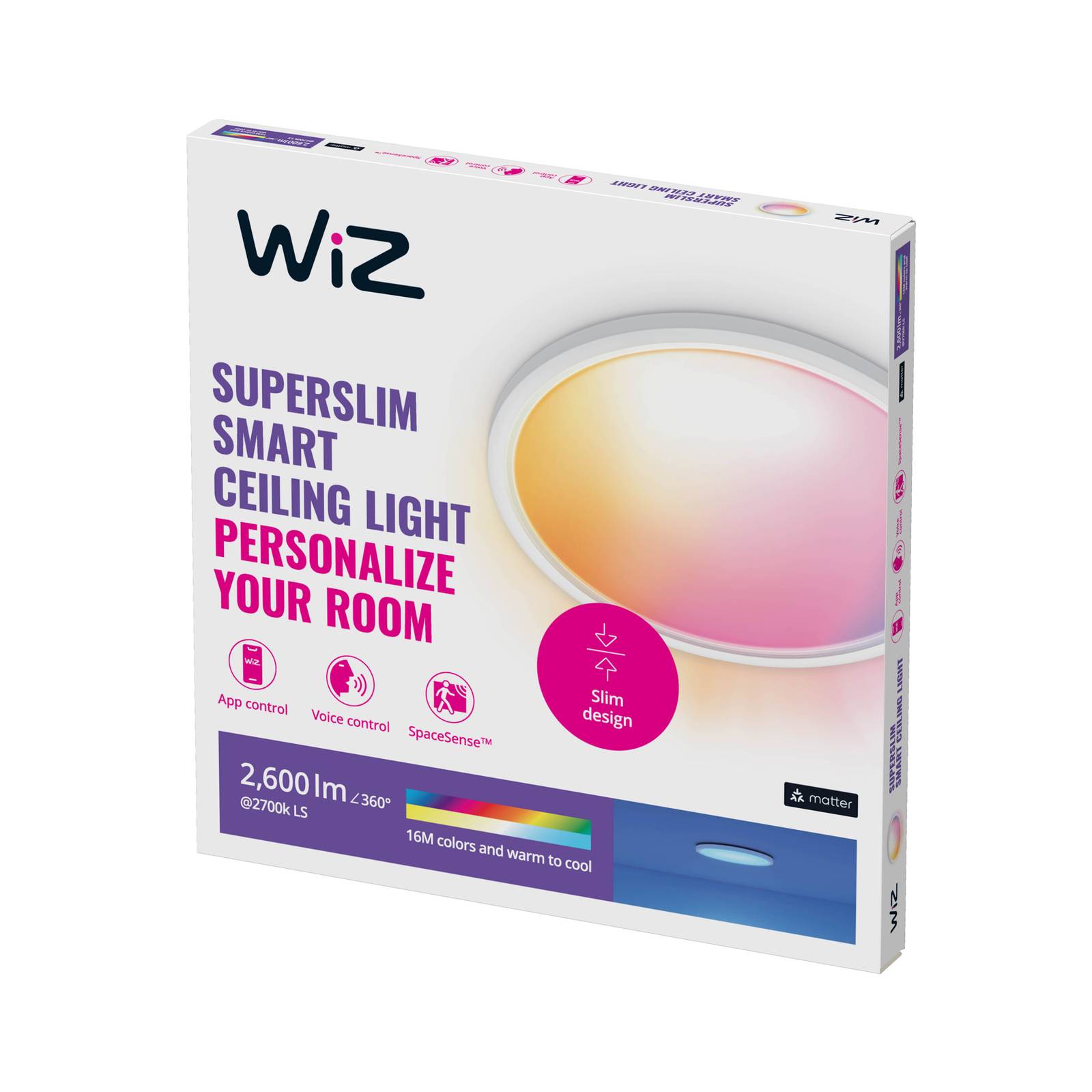 WiZ SuperSlim LED-Deckenleuchte RGBW Ø42cm weiß günstig online kaufen