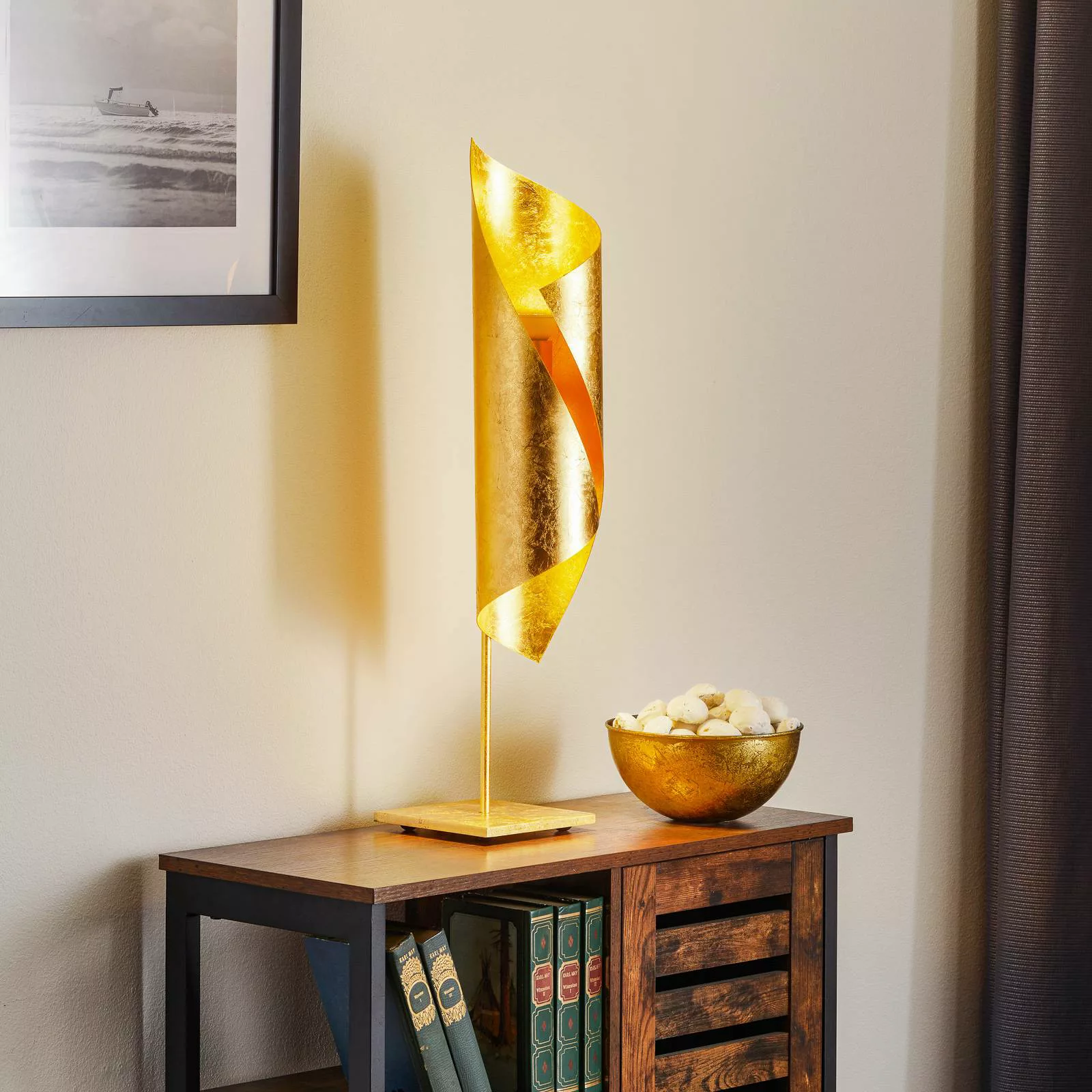 Knikerboker Hué Blattgold-Tischleuchte, 70 cm hoch günstig online kaufen