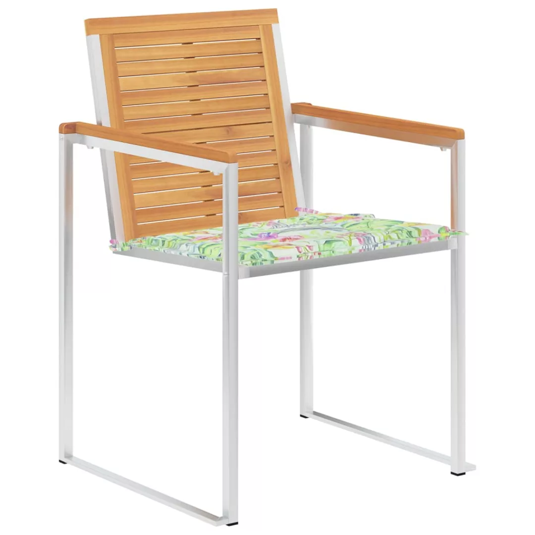 Gartenstühle 4 Stk. Mit Kissen Massivholz Teak günstig online kaufen