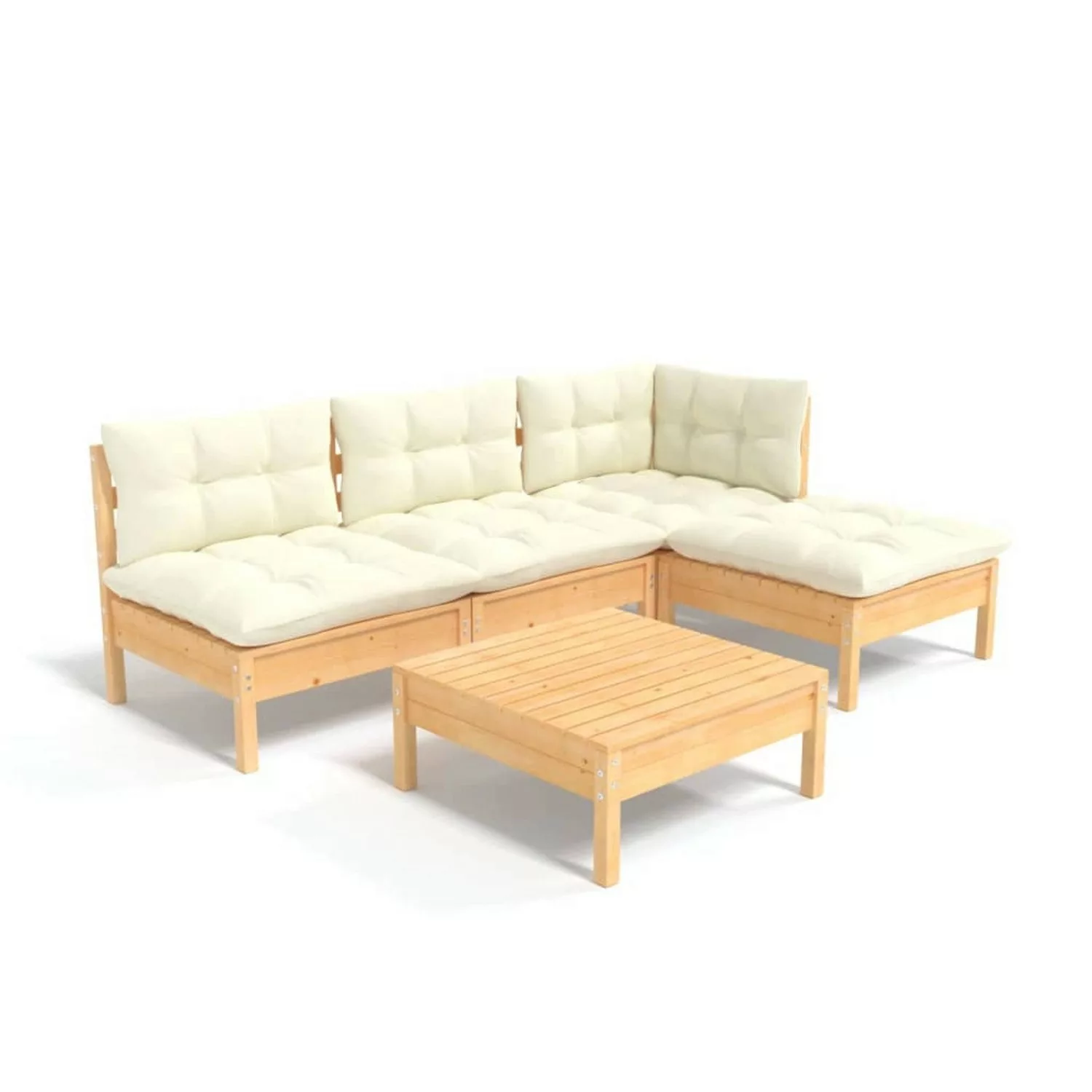 vidaXL 5-tlg Garten-Lounge-Set mit Creme Kissen Kiefernholz Modell 10 günstig online kaufen