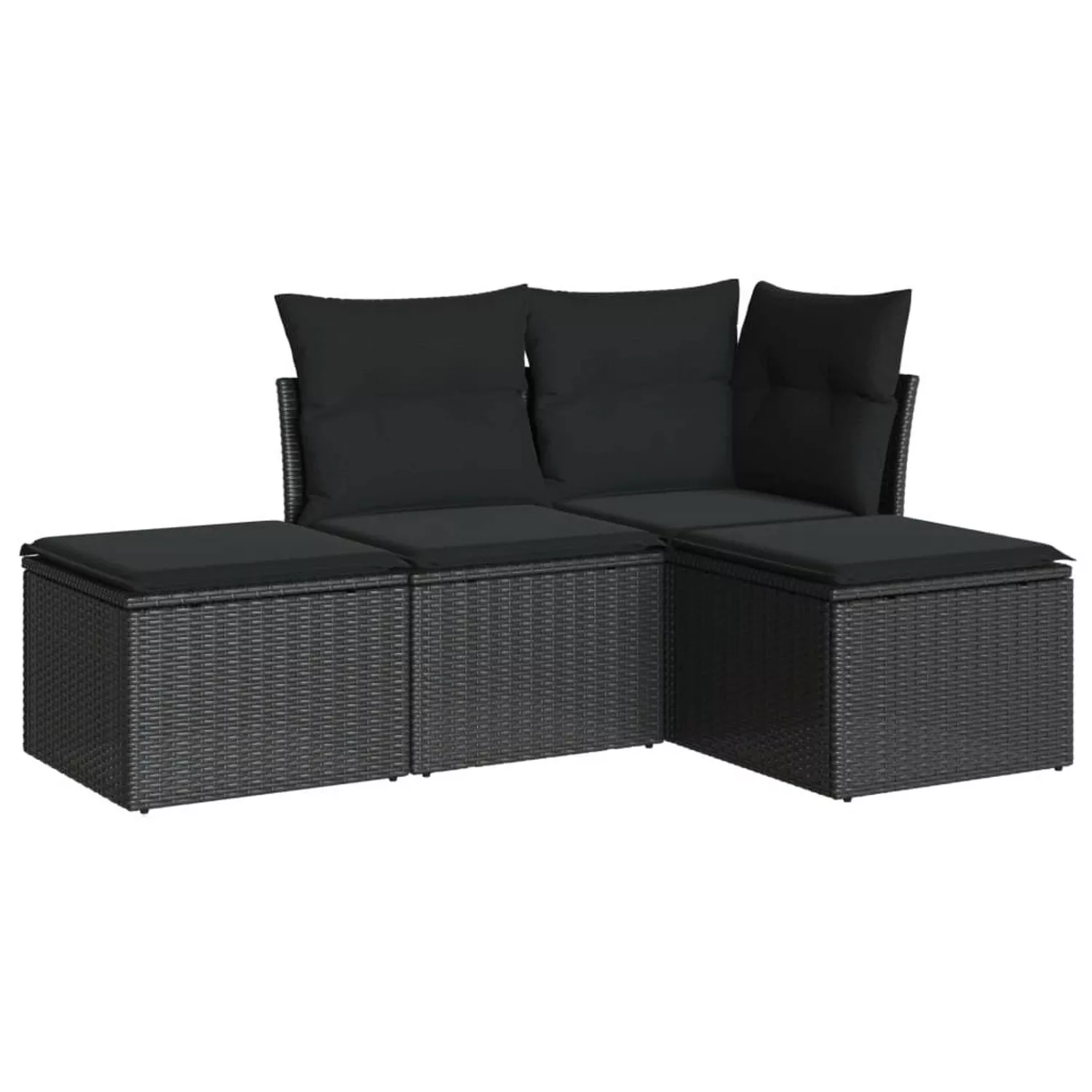 vidaXL 4-tlg Garten-Sofagarnitur mit Kissen Schwarz Poly Rattan Modell 24 günstig online kaufen