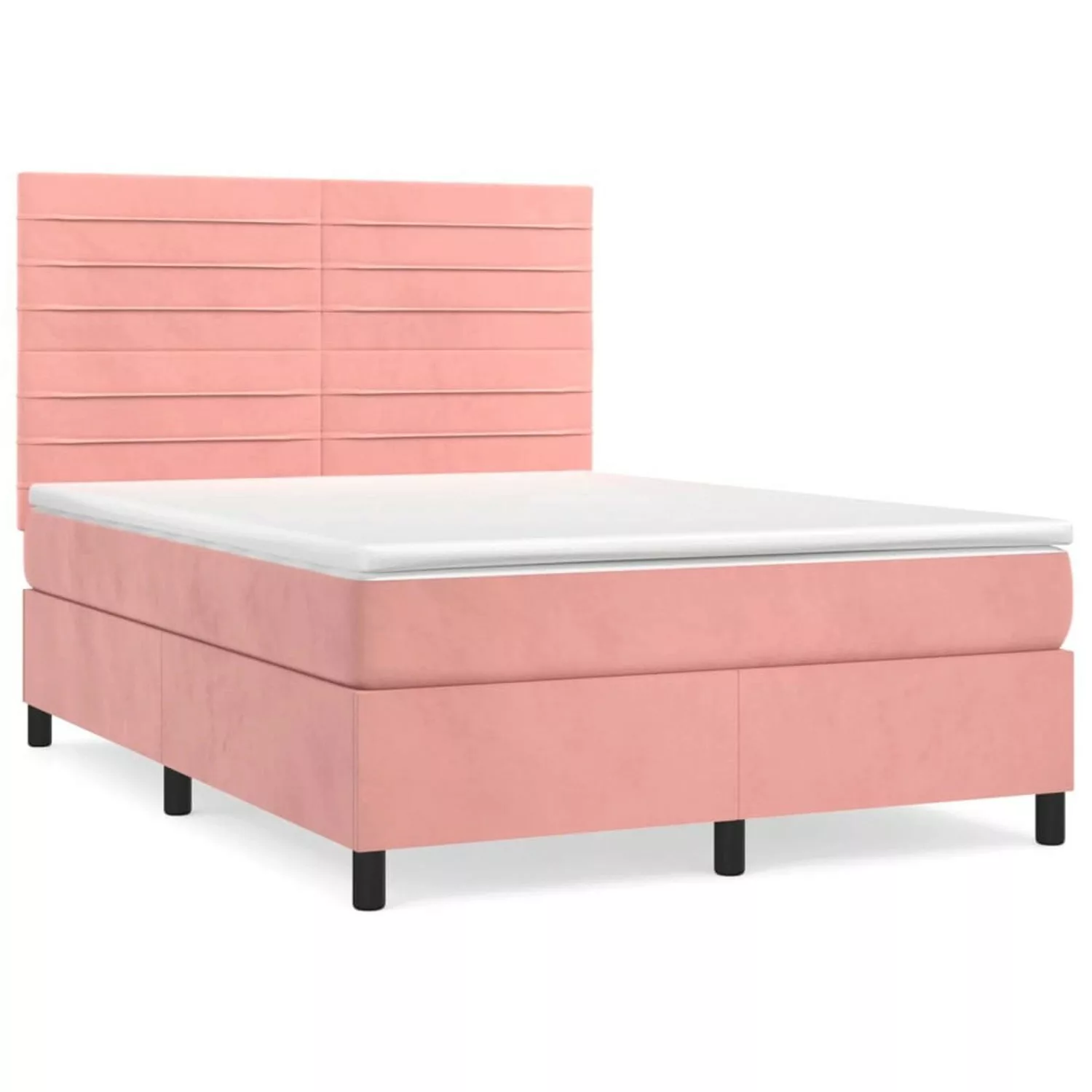 vidaXL Boxspringbett mit Matratze Rosa 140x200 cm Samt1349968 günstig online kaufen