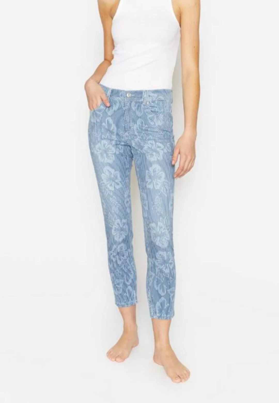 ANGELS 7/8-Jeans Jeans Ornella mit Blumen und Streifen mit Label-Applikatio günstig online kaufen