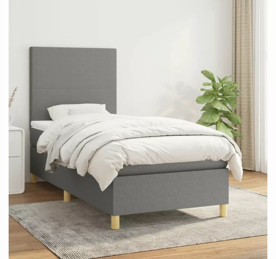 furnicato Bett Boxspringbett mit Matratze Dunkelgrau 80x200 cm Stoff günstig online kaufen