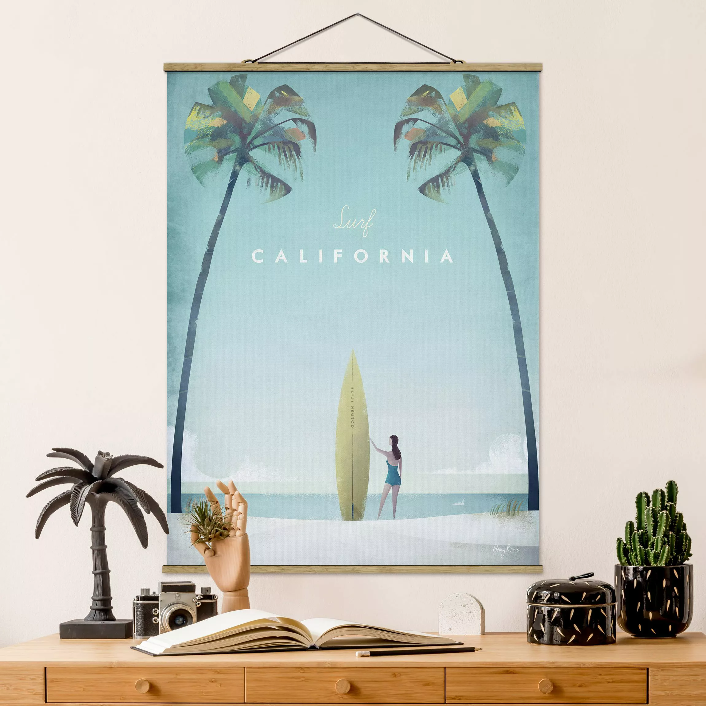 Stoffbild mit Posterleisten - Hochformat Reiseposter - California günstig online kaufen