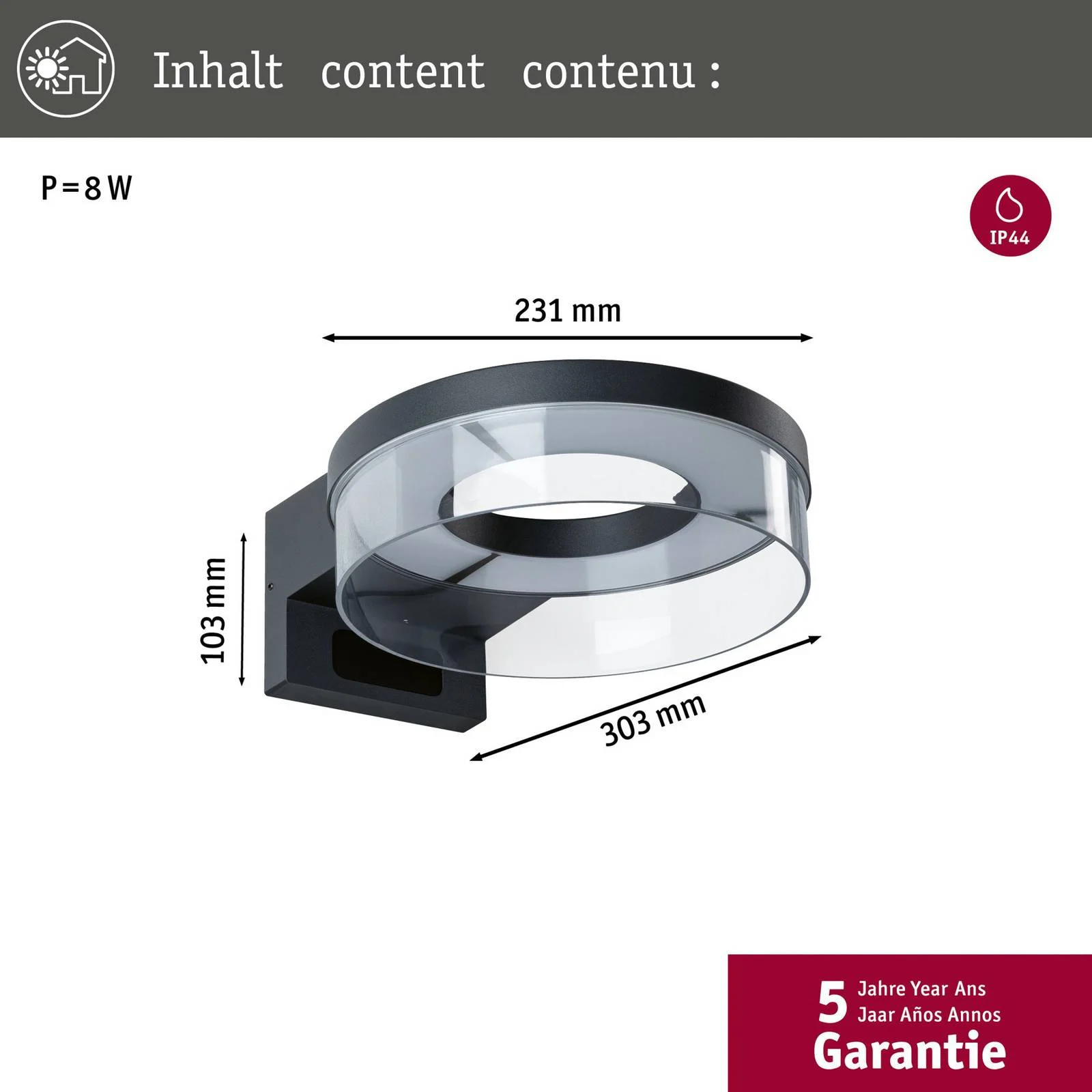 Paulmann LED-Sensor-Außenwandleuchte Capera weiß Metall IP44 günstig online kaufen