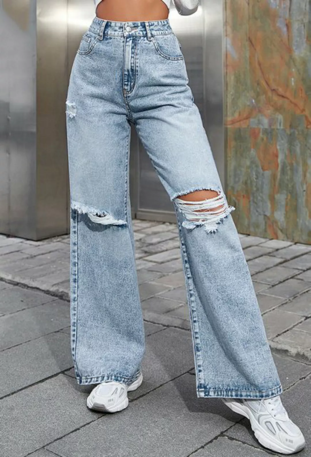 CHENIN Bequeme Jeans Jeans mit weitem bein, damen-jeanshose Lässige und beq günstig online kaufen