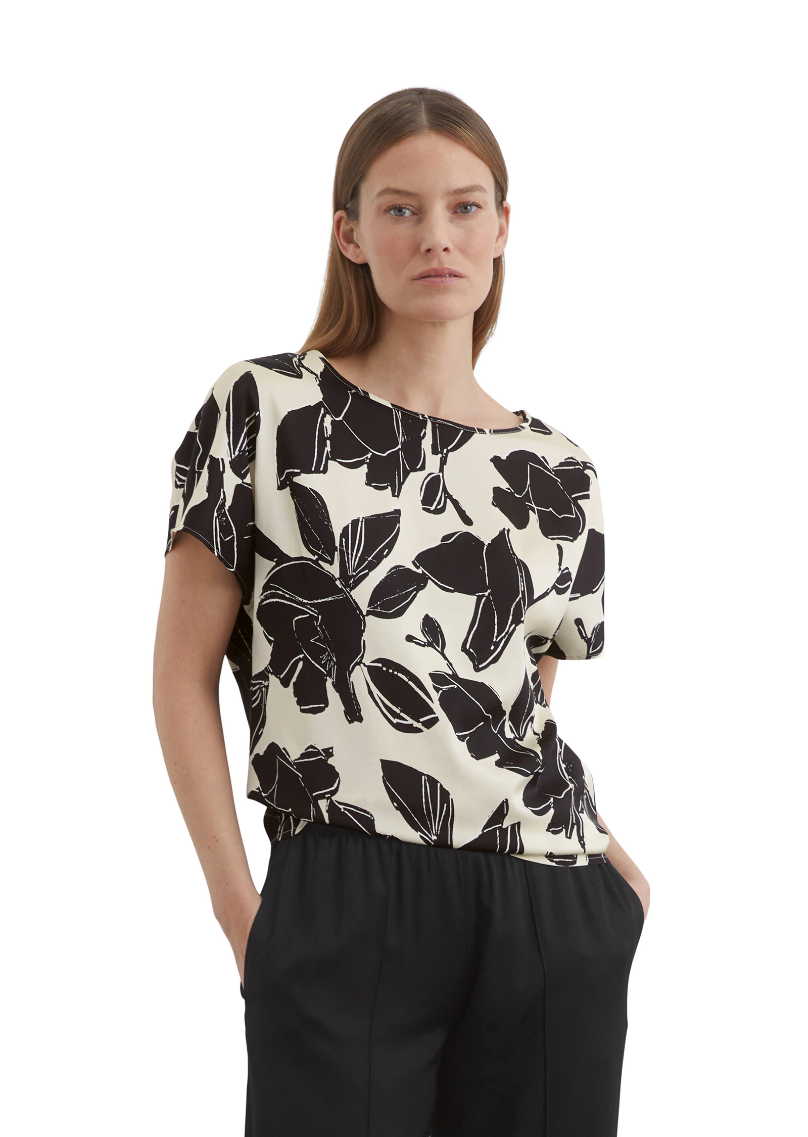 Marc OPolo Kurzarmbluse "aus Viskose-Satin-Stretch" günstig online kaufen